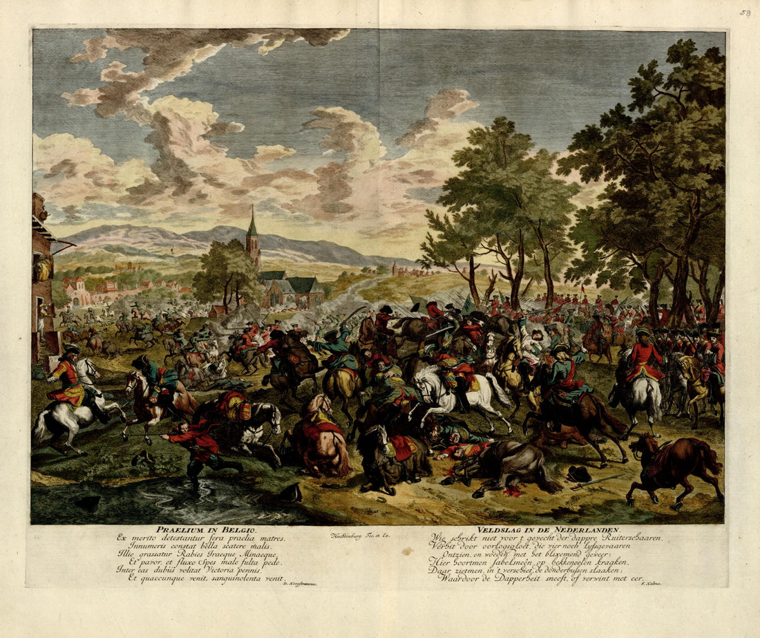 This old map of Praelium In Belgio from a Collection of Plans of Fortifications and Battles, 1684-from 1709 from 1709 was created by Anna Beeck in 1709