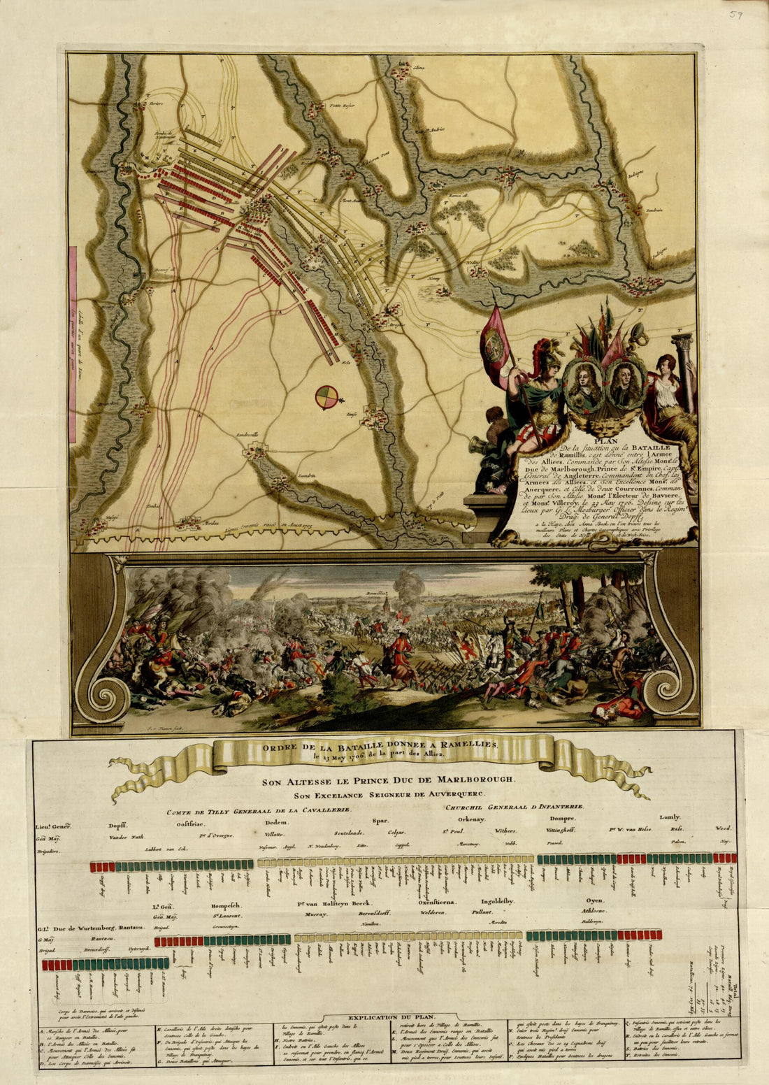 This old map of Plan De La Situation Ou La Bataille De Ramillis from a Collection of Plans of Fortifications and Battles, 1684-from 1709 from 1709 was created by Anna Beeck in 1709