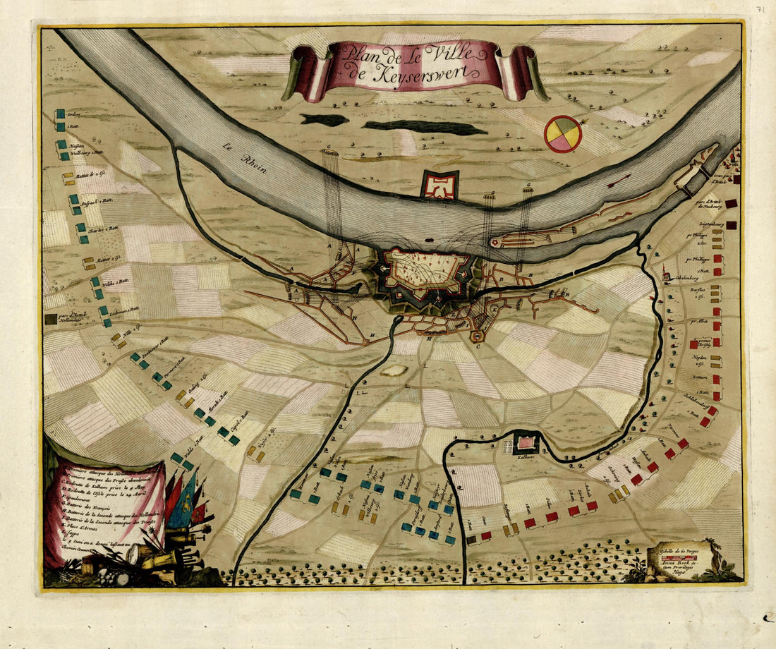 This old map of Plan De La Ville De Keyserewert from a Collection of Plans of Fortifications and Battles, 1684-from 1709 from 1709 was created by Anna Beeck in 1709