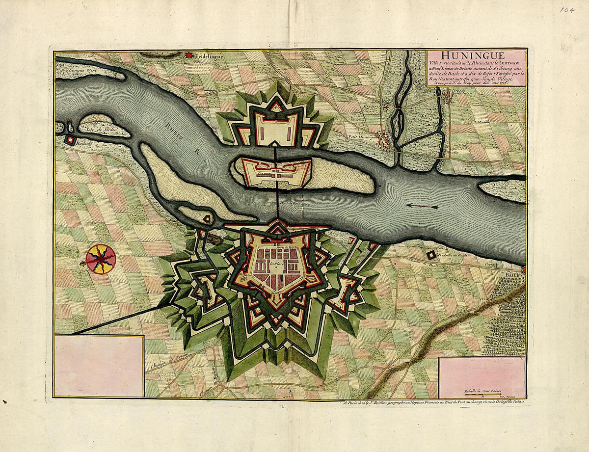 Huninque from a Collection of Plans of Fortifications and Battles, 1684-1709 by Relic Map Company