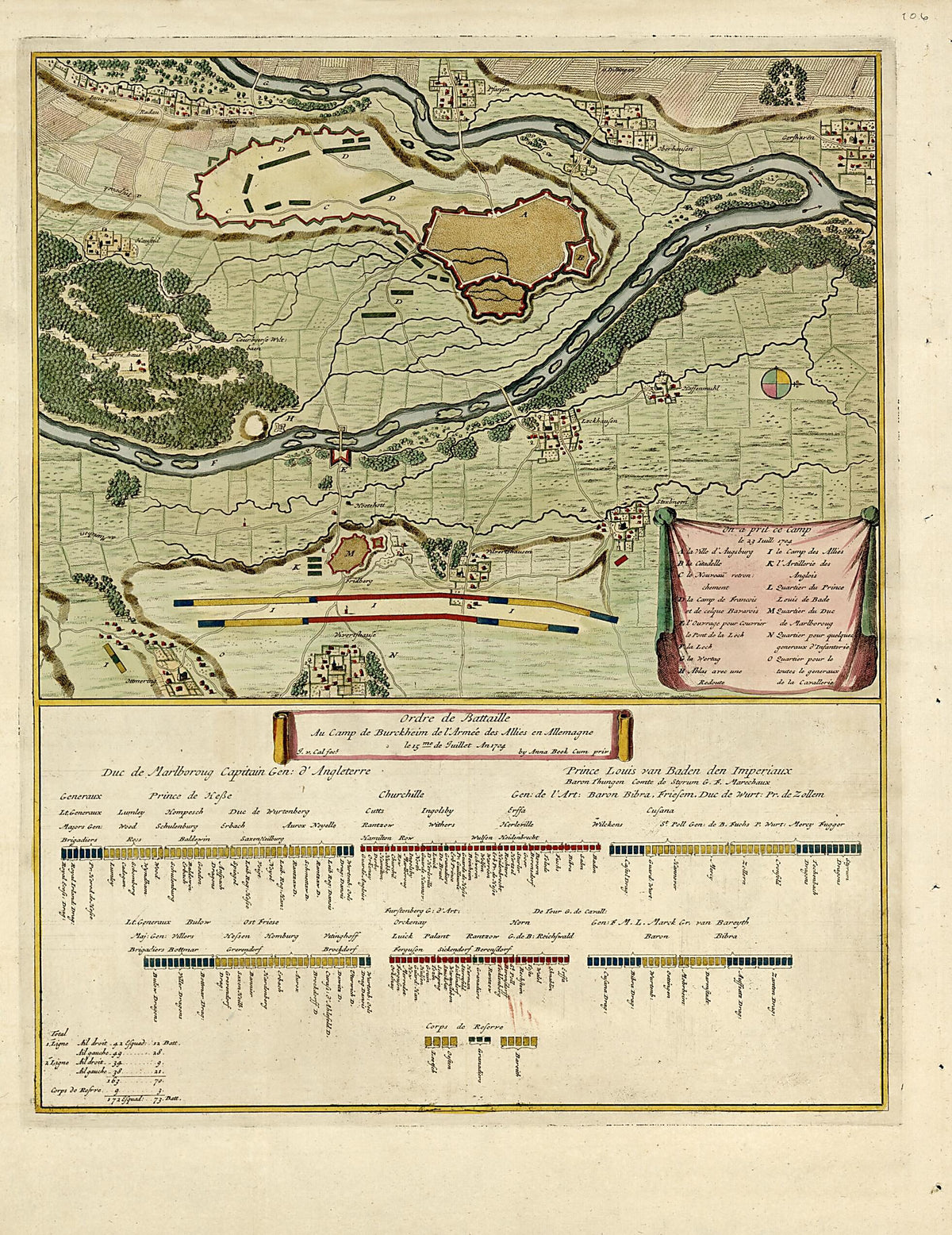 Ordre De Battaille Au Camp De Burkheim De...Allemagne from a Collection of Plans of Fortifications and Battles, 1684-1709 by Relic Map Company