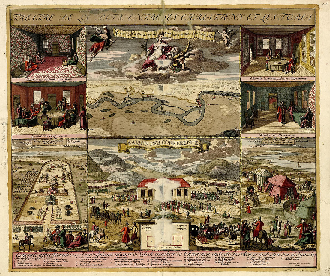 This old map of Theatre De La Paix Entre Les Chrestiens Et Les Turcs from a Collection of Plans of Fortifications and Battles, 1684-from 1709 from 1709 was created by Anna Beeck in 1709