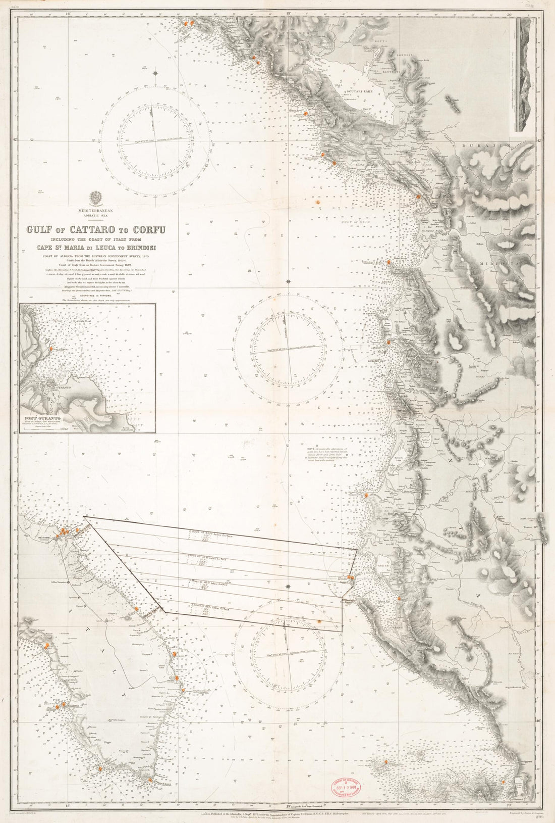 This old map of Gulf of Cattaro to Corfu. 1878. from William Rea Furlong Map Collection. from 1870 was created by Great Britain. Hydrographic Department in 1870