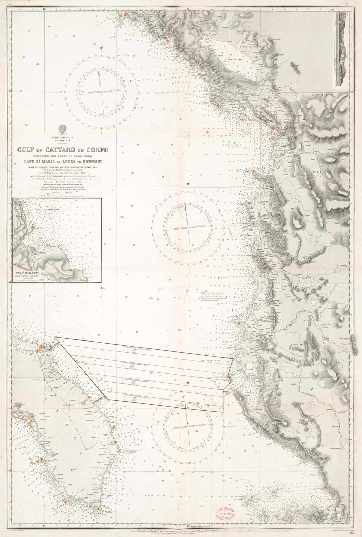 Gulf of Cattaro to Corfu. 1878 from William Rea Furlong Map Collection 1870 by Relic Map Company