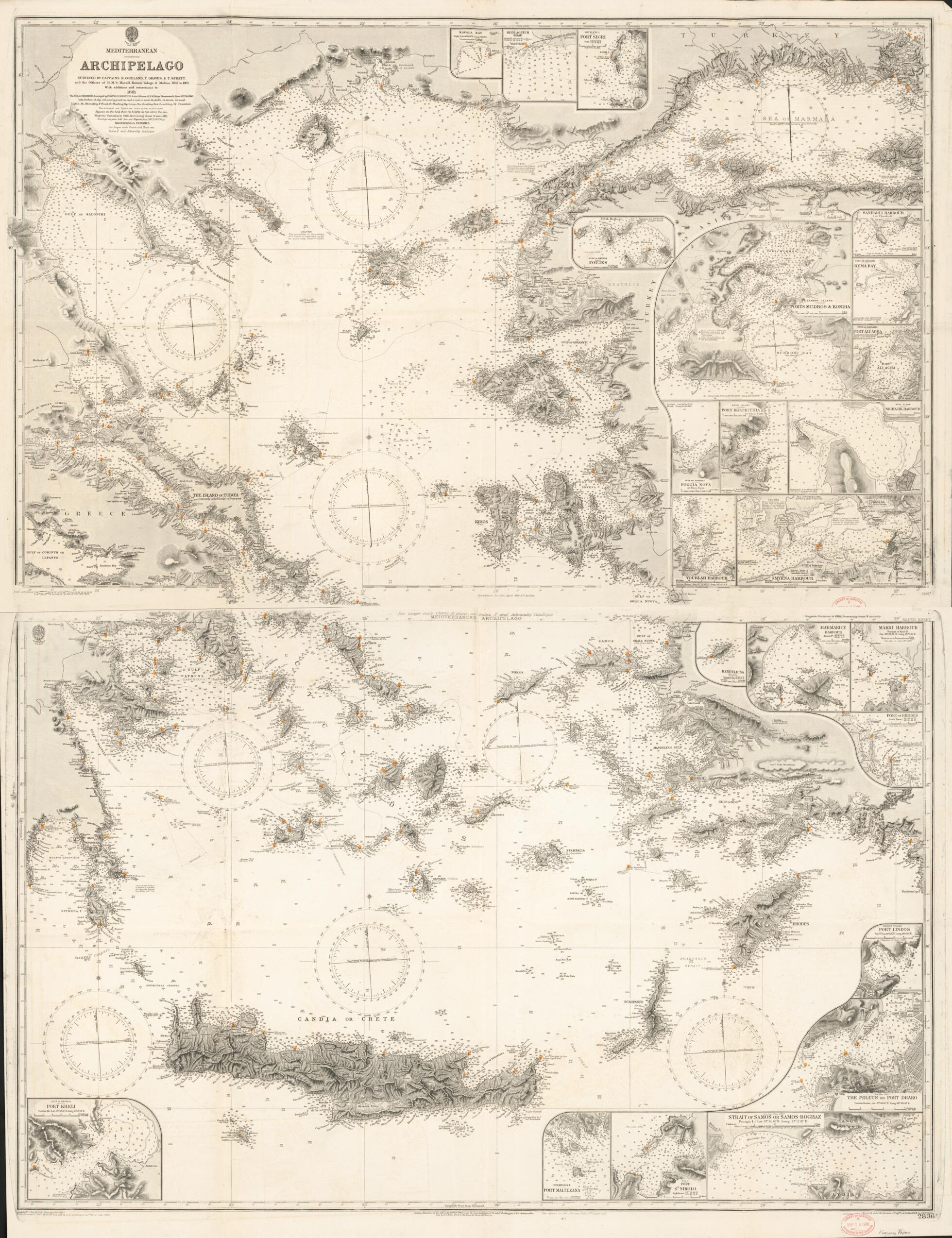 This old map of Mediterranean Archipelago. 1881. from William Rea Furlong Map Collection. from 1870 was created by Great Britain. Hydrographic Department in 1870