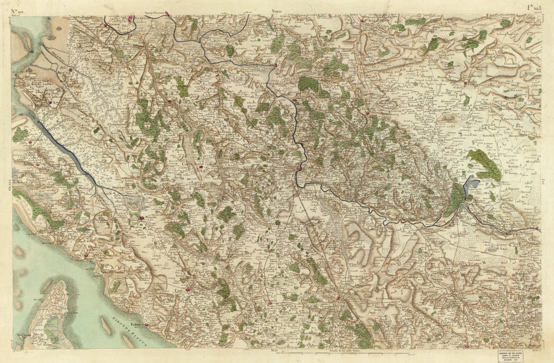 This old map of Image 105 from Carte De France from 1756 was created by Société De La Carte De France in 1756