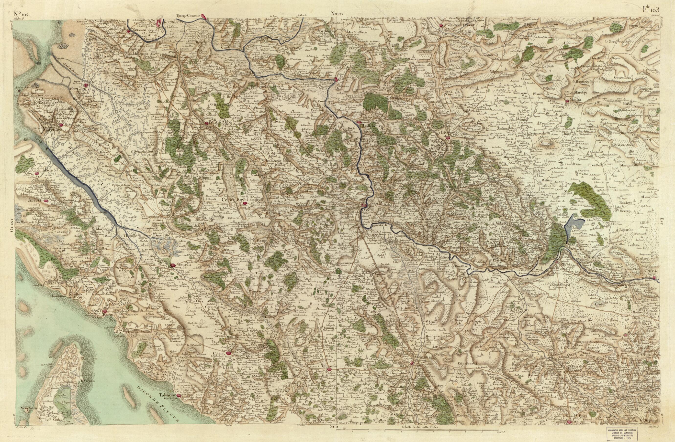 This old map of Image 105 from Carte De France from 1756 was created by Société De La Carte De France in 1756