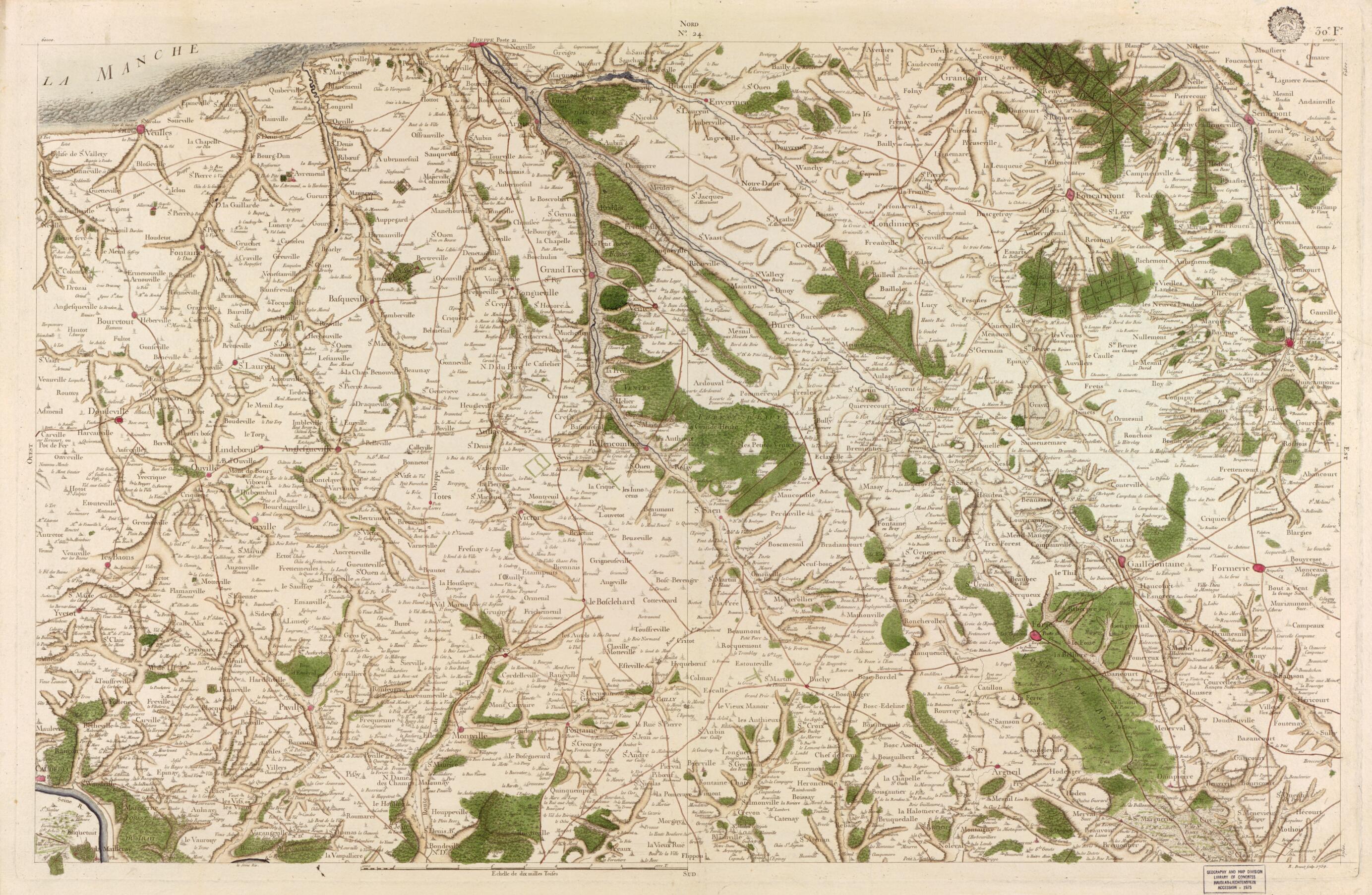 This old map of Image 25 from Carte De France from 1756 was created by Société De La Carte De France in 1756