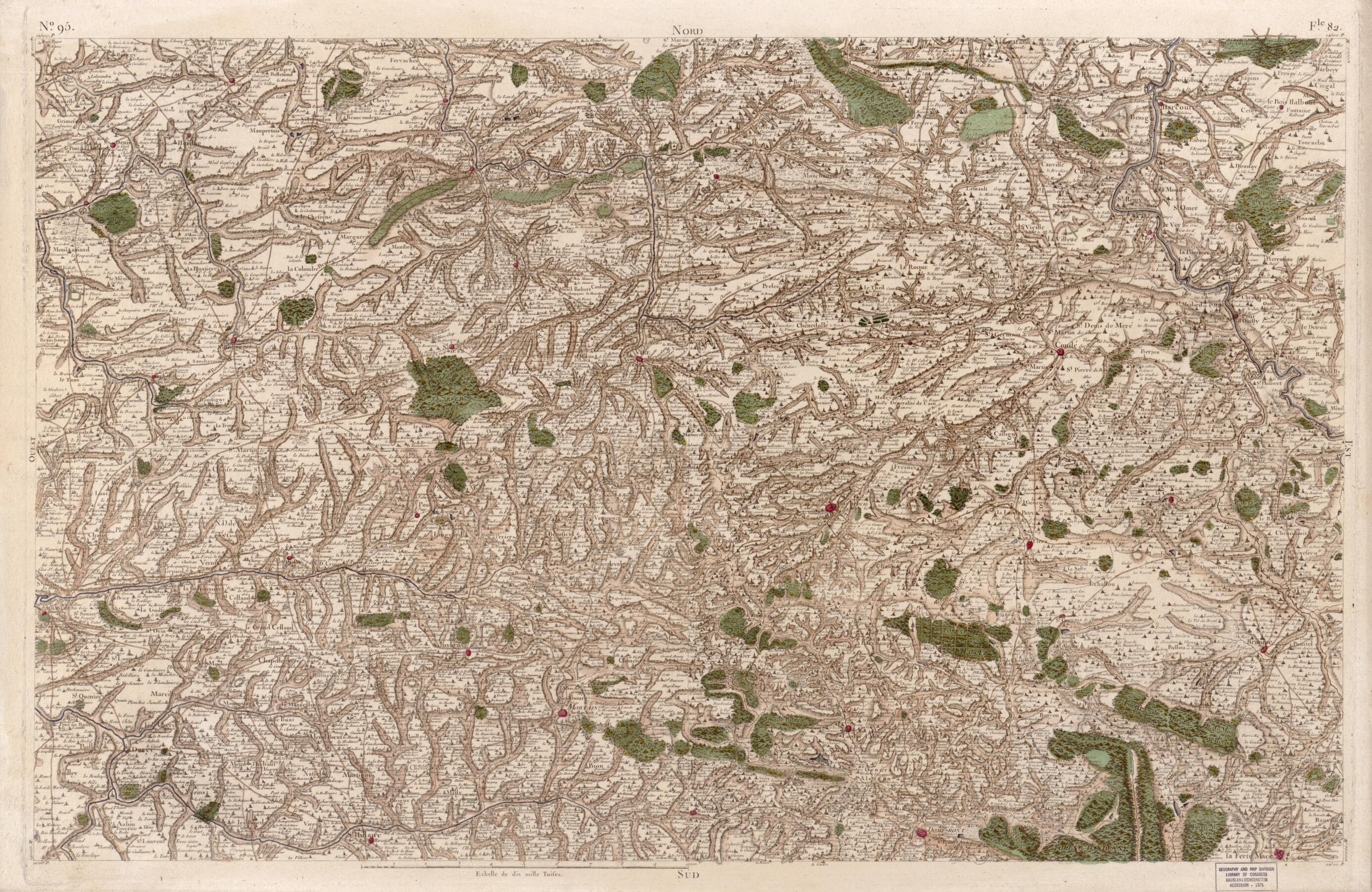 This old map of Image 98 from Carte De France from 1756 was created by Société De La Carte De France in 1756