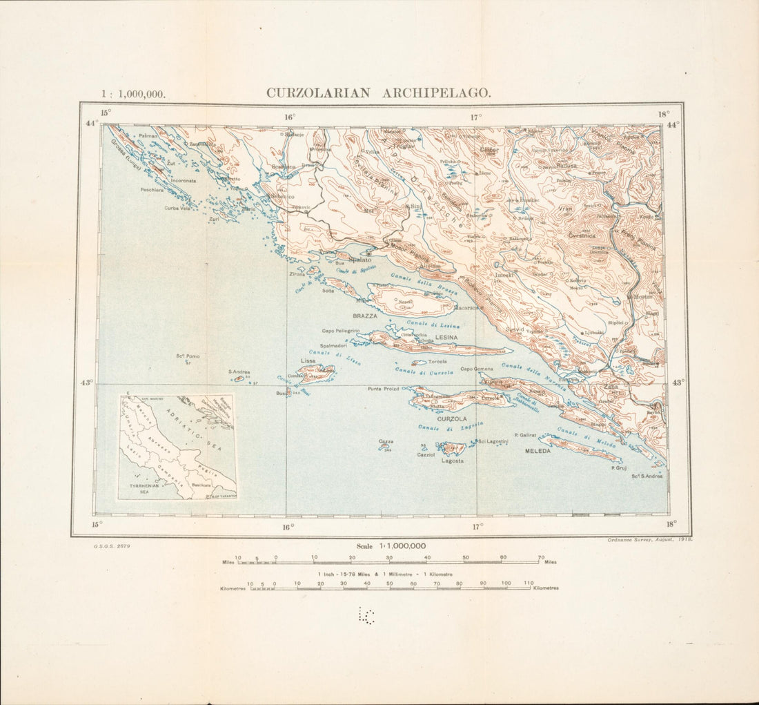 This old map of Curzolarian Archipelago from Maps of Austria-Hungary. from 1919 was created by Great Britain. War Office. General Staff in 1919