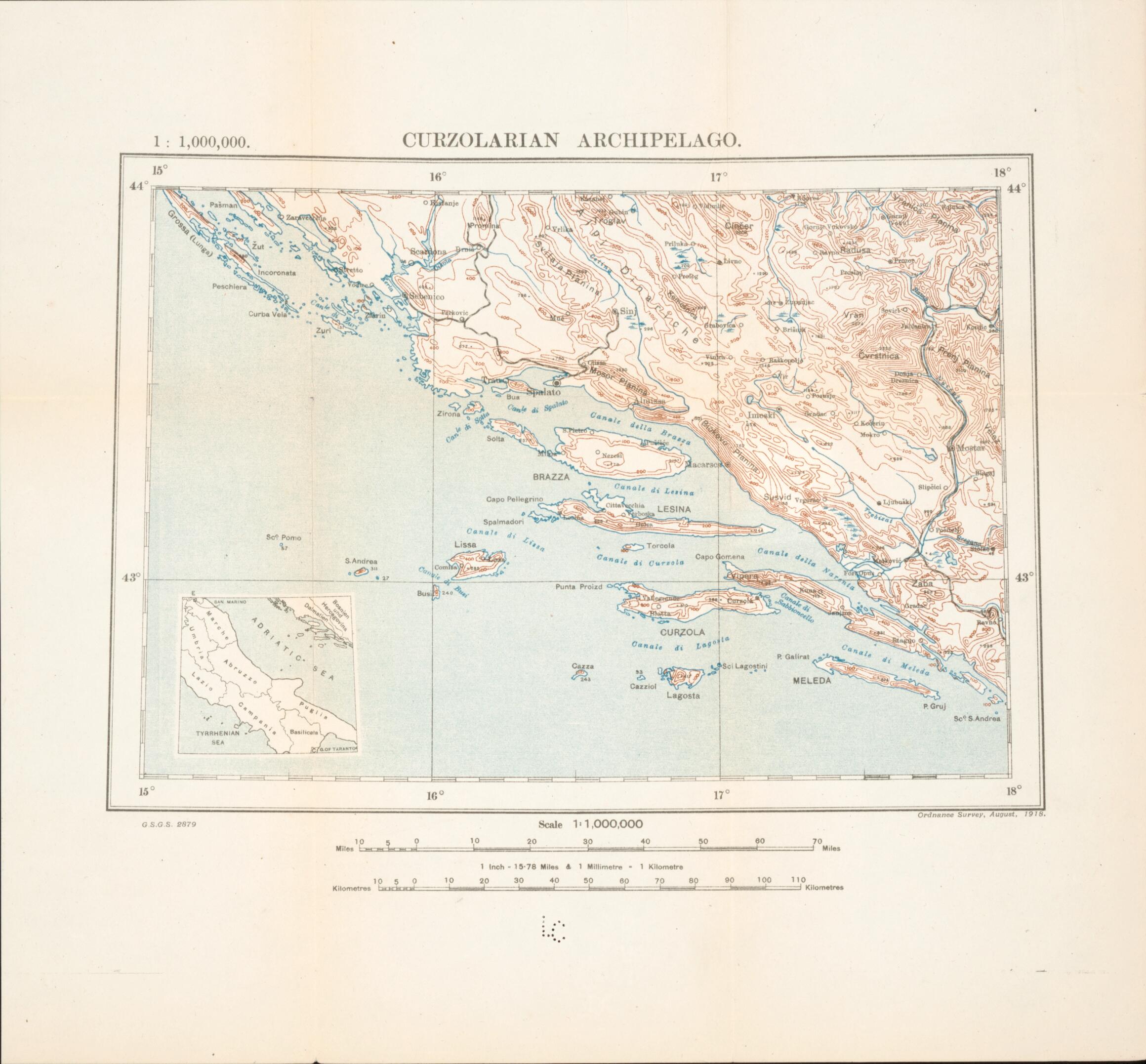 This old map of Curzolarian Archipelago from Maps of Austria-Hungary. from 1919 was created by Great Britain. War Office. General Staff in 1919