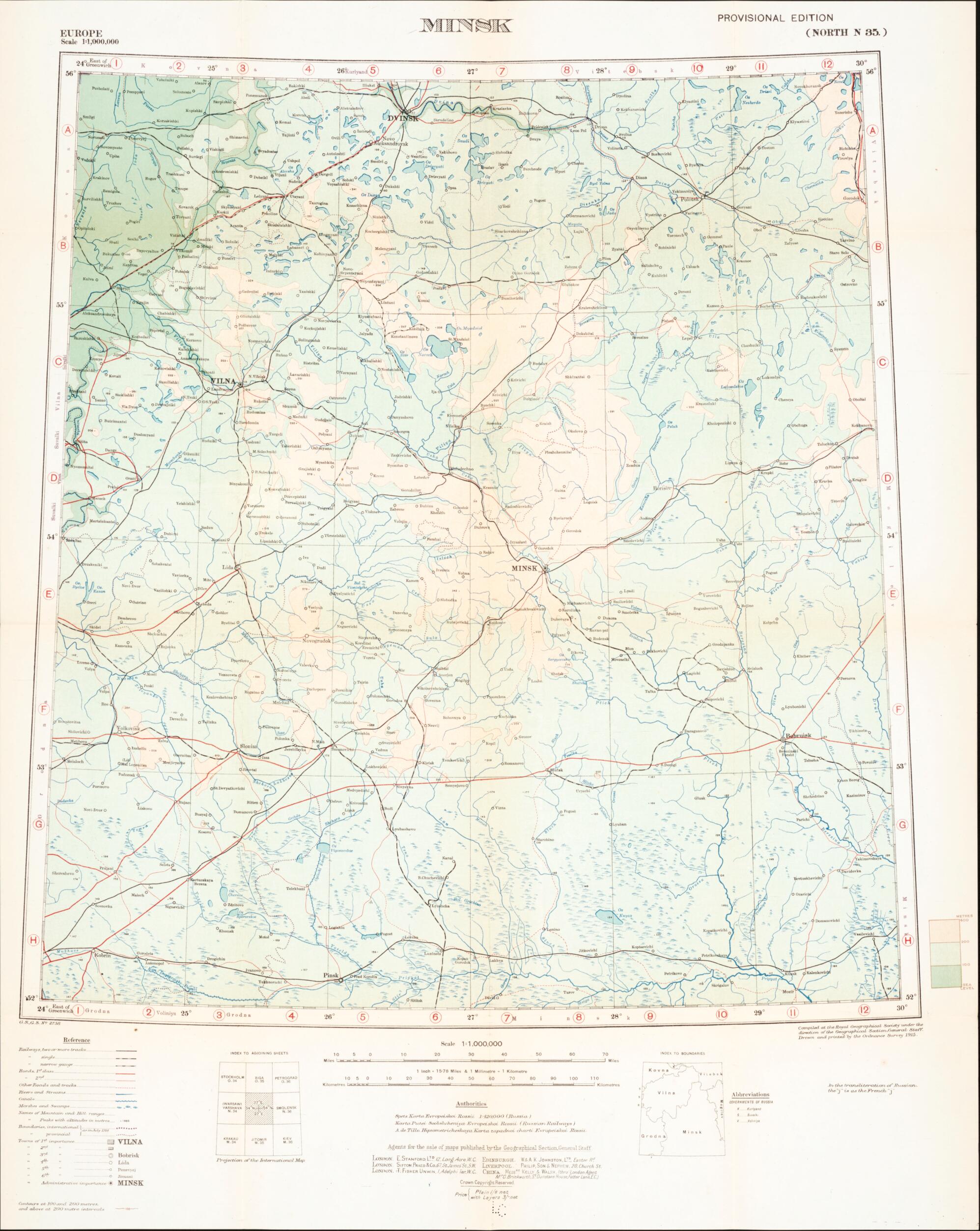 This old map of Minsk from Maps of Poland. from 1919 was created by Great Britain. War Office. General Staff. Geographical Section in 1919