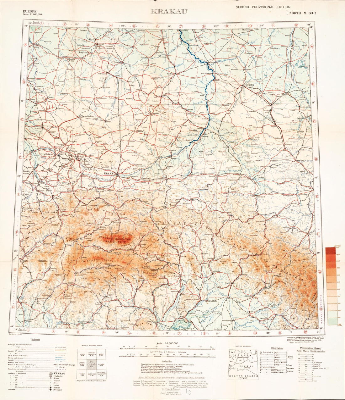 This old map of Krakau from Maps of Poland. from 1919 was created by Great Britain. War Office. General Staff. Geographical Section in 1919