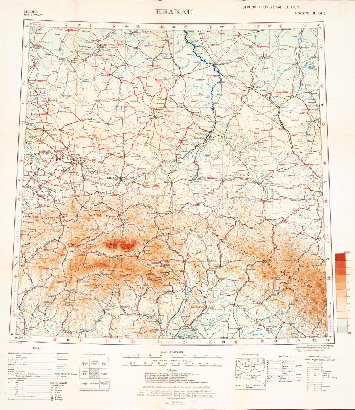 Krakau from Maps of Poland 1919 by Relic Map Company
