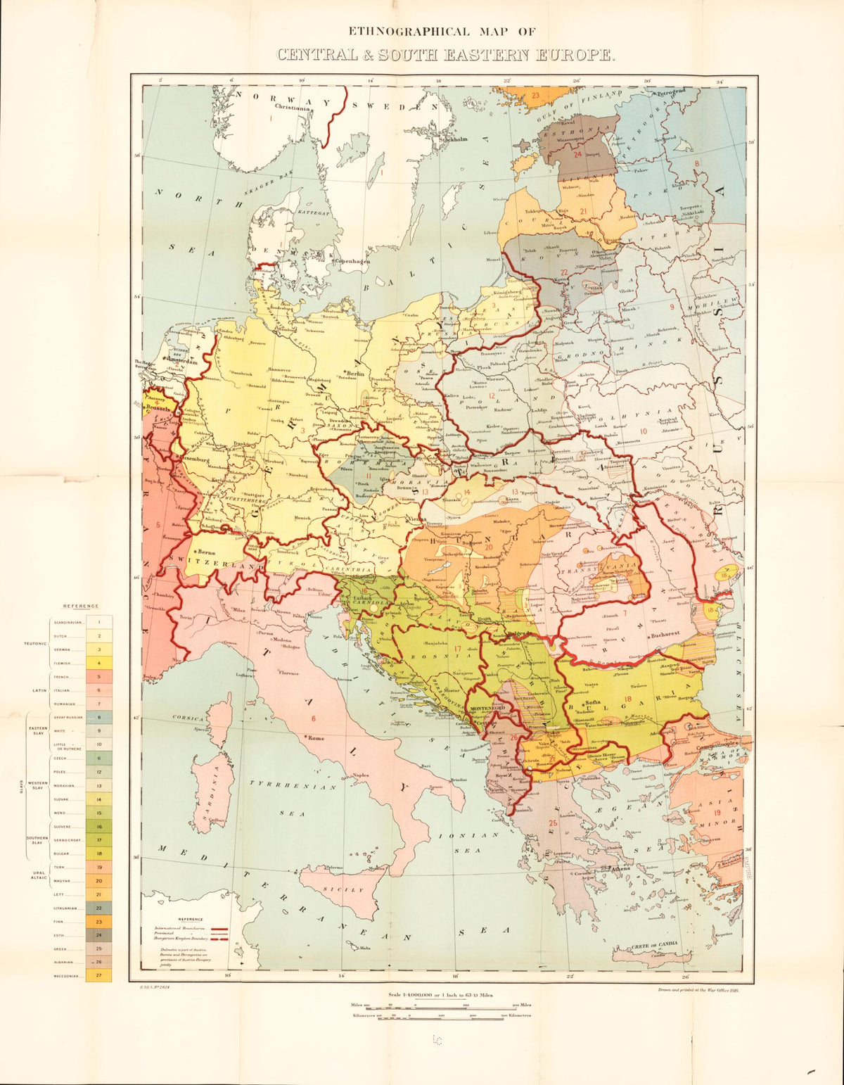 Ethnographical Map of Central and South Eastern Europe from Maps of Poland 1919 by Relic Map Company