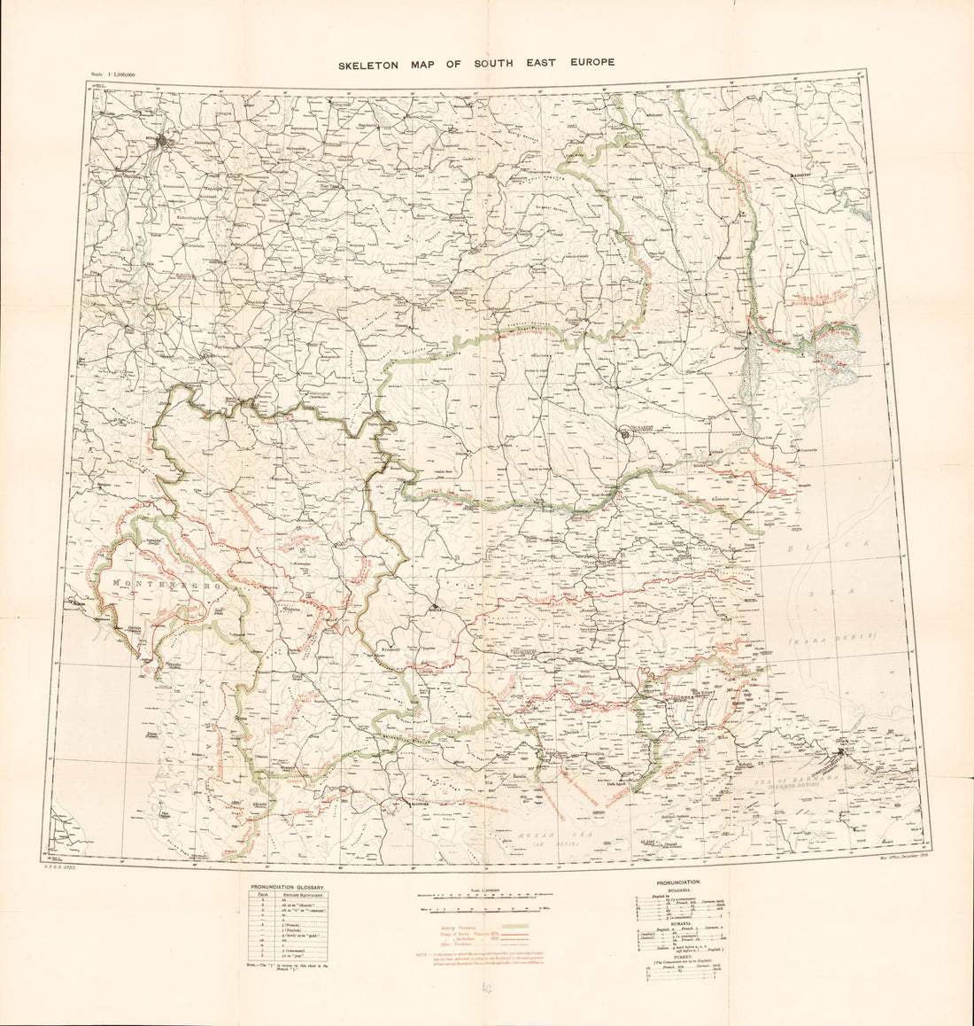 This old map of Skeleton Map of South East Europe, Scale 1: 1,5000,000 from Maps of the Balkan Peninsula. from 1919 was created by Royal Geographical Society (Great Britain) in 1919