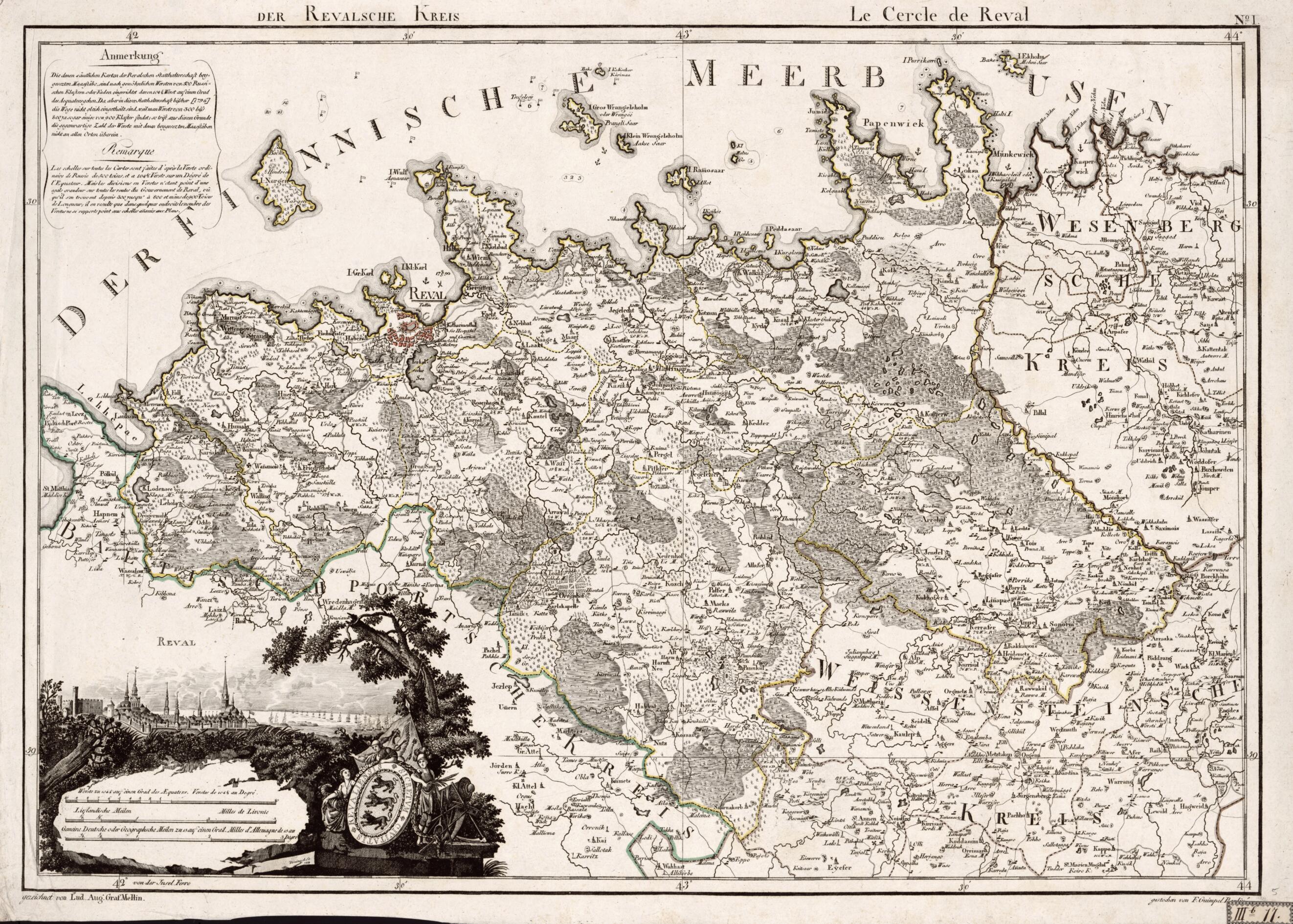 This old map of No. I: Der Revalsche Kreis; Le Cercle De Reval from Atlas De La Livonie Ou Des Deux Gouvernemens Et Duchés De Livonie Et D&