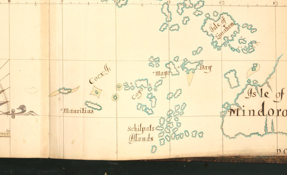 This old map of 92) Borneo, Paragoa, Isle of Mindoro from Buccaneer Atlas from 1690 was created by William Hacke in 1690