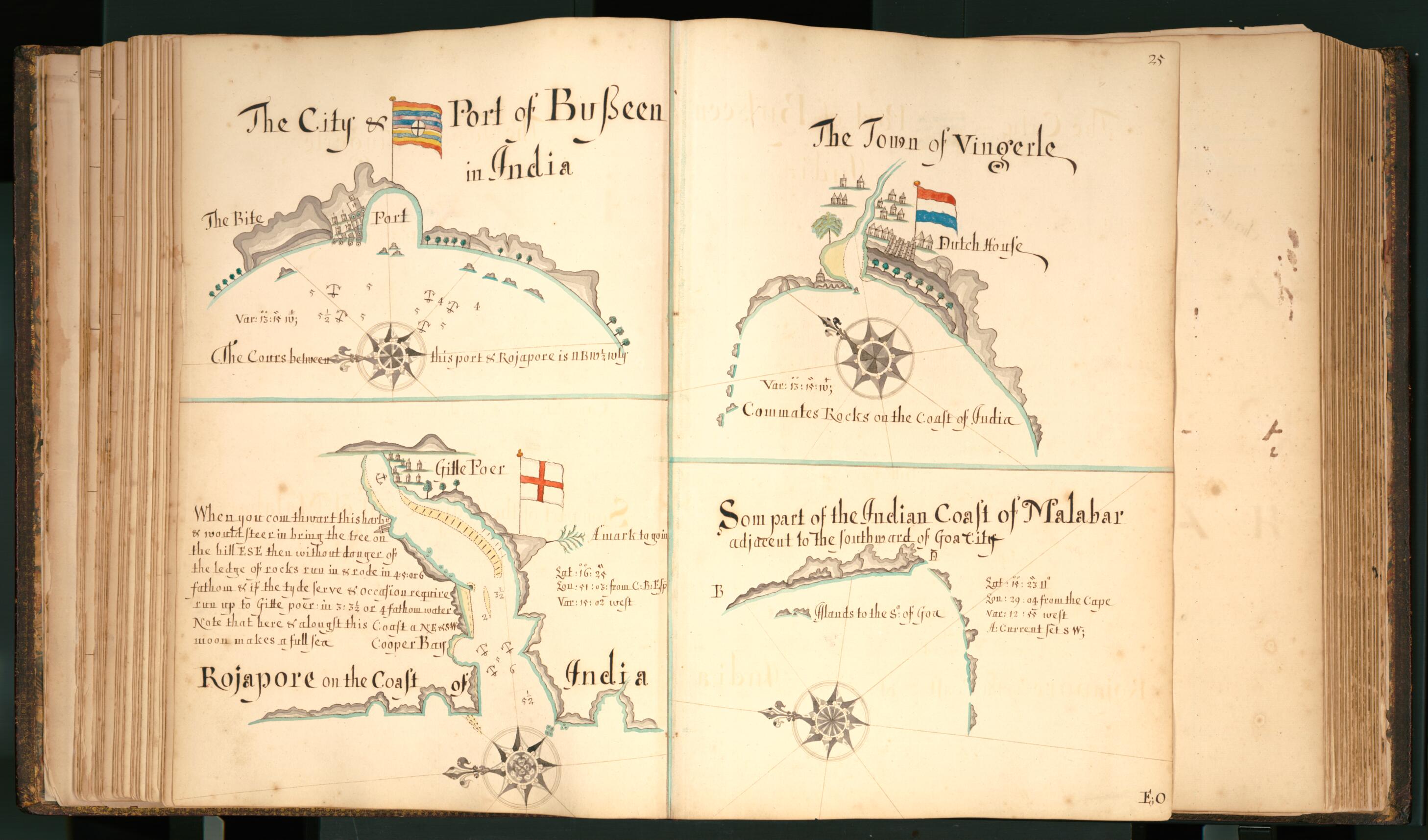 This old map of 25) Busseen, Vingerle, Malabar, Rojapore from Buccaneer Atlas from 1690 was created by William Hacke in 1690