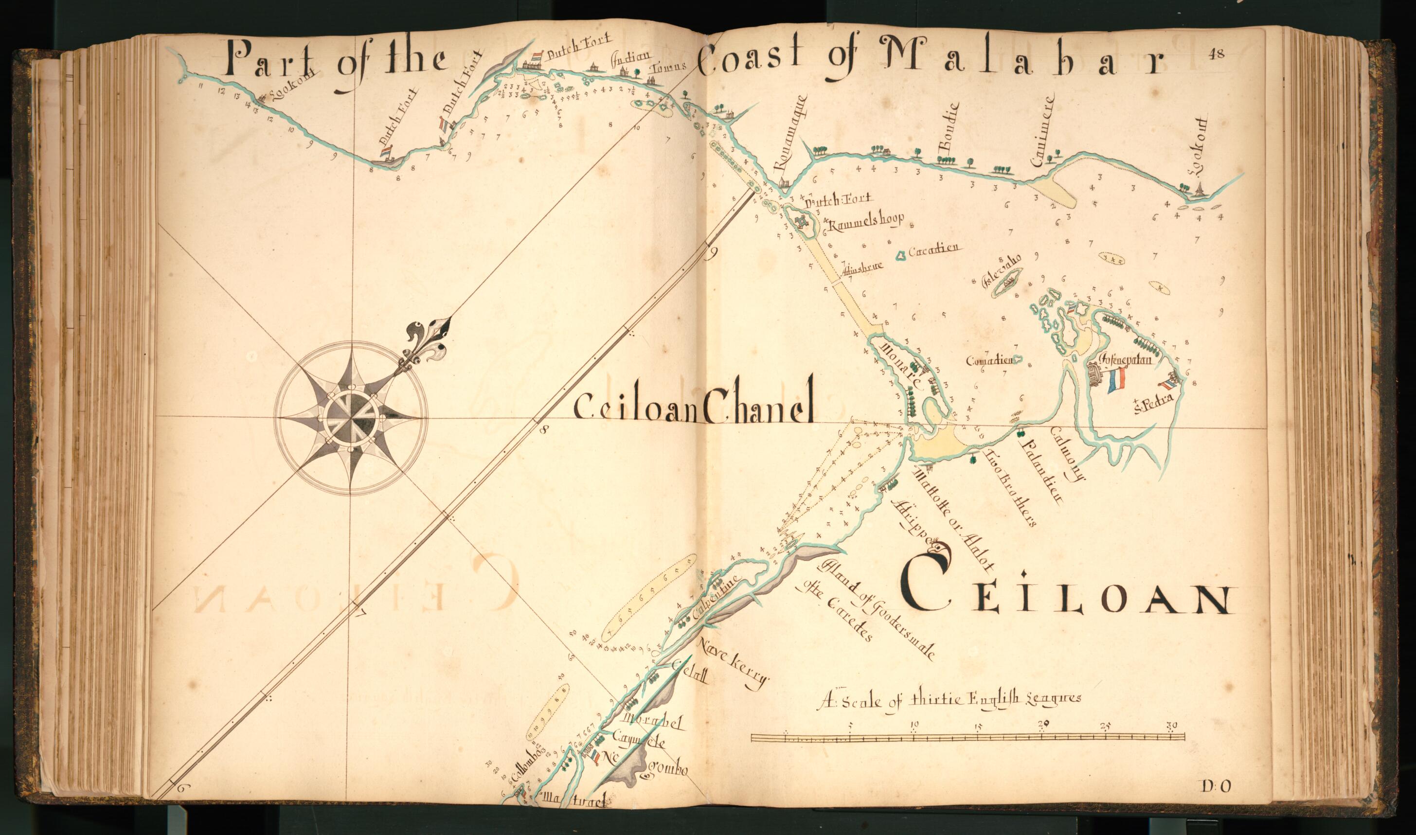This old map of 48) Part of the Coast of Malabar, Ceiloan from Buccaneer Atlas from 1690 was created by William Hacke in 1690