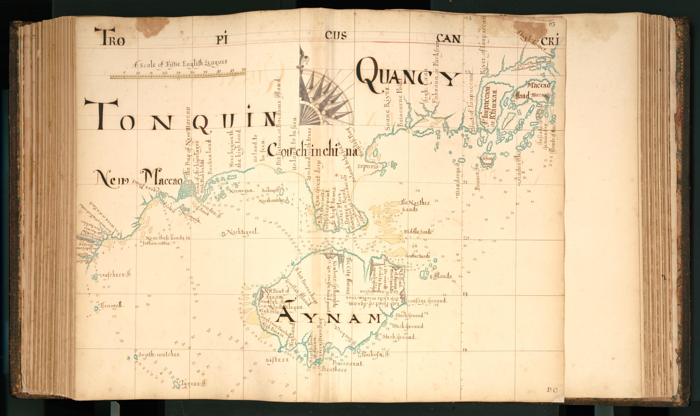 This old map of 63) Tonquin, Qunacy, Aynam from Buccaneer Atlas from 1690 was created by William Hacke in 1690