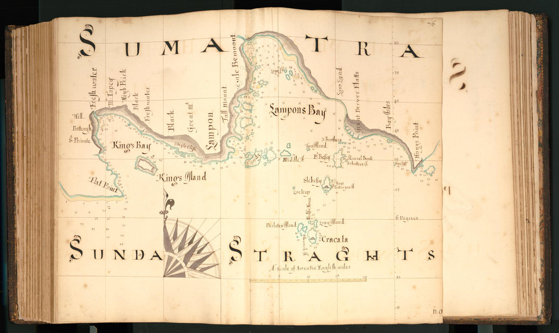 This old map of 76) Sumatra, Sunda Straghts from Buccaneer Atlas from 1690 was created by William Hacke in 1690
