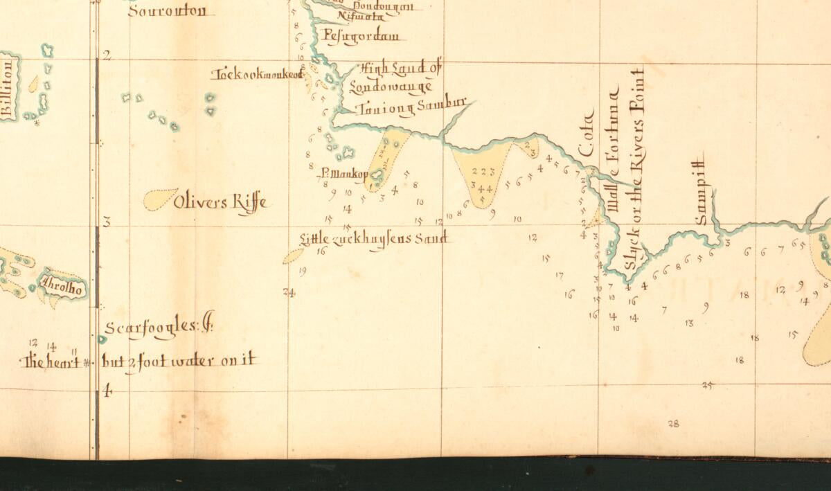 This old map of 85) Sumatra, Banca, Borneo, Succadana from Buccaneer Atlas from 1690 was created by William Hacke in 1690