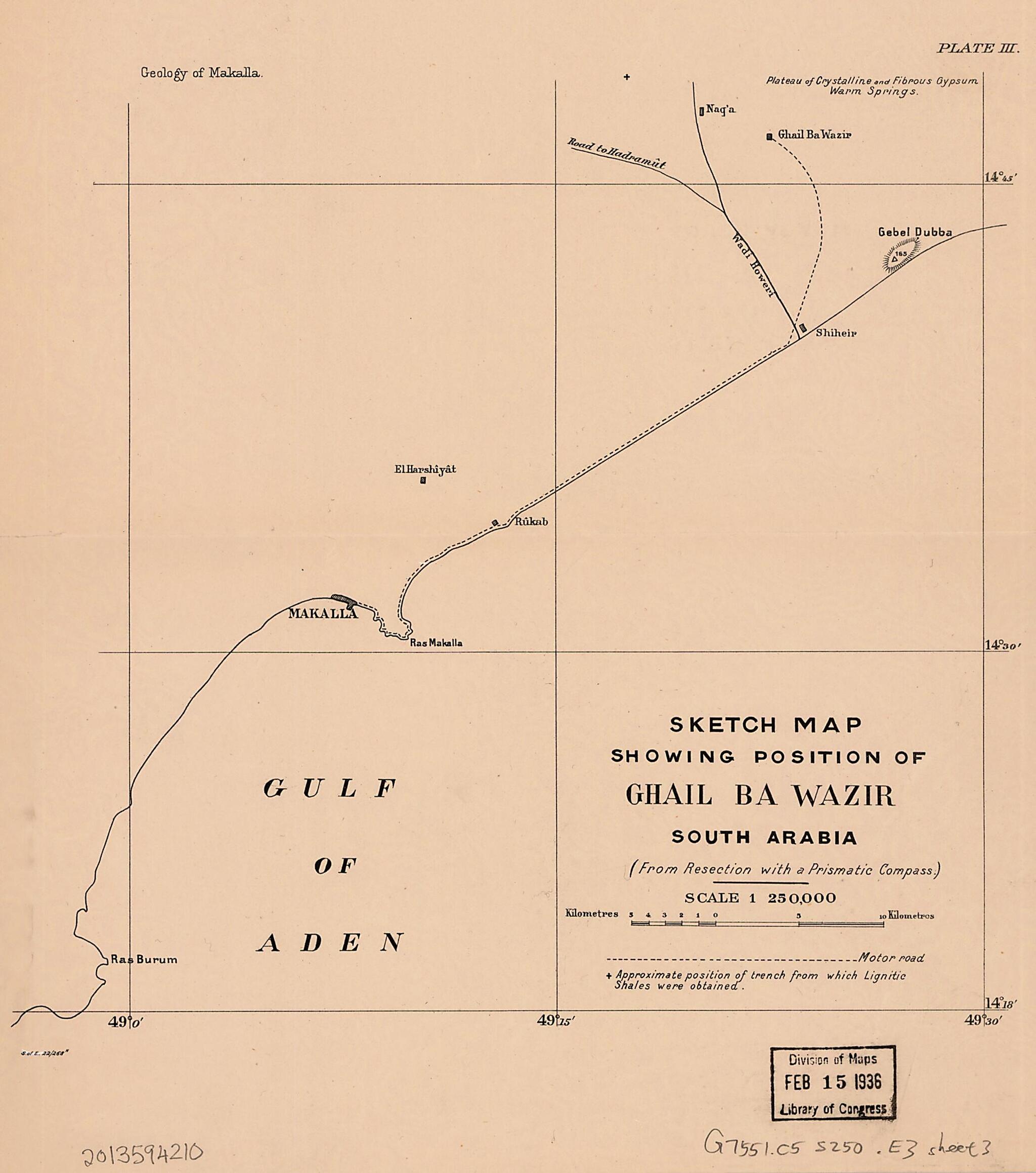 This old map of Image 3 of Geological Map of Portion of the Sultanate of Shehr & Makalla, South Arabia. from Geology of Makalla from 1922 was created by O. H. (Otway Henry) Little in 1922