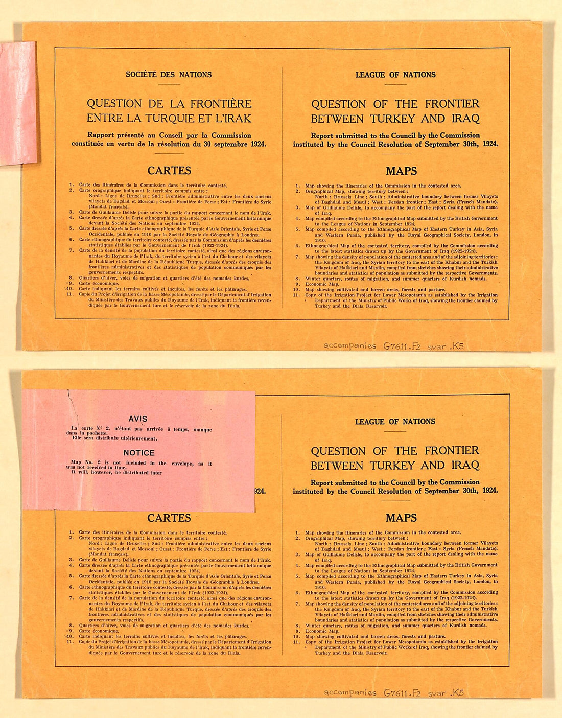 This old map of League of Nations: Question of the Frontier Between Turkey and Iraq (& Notice) from Question De La Frontière Entre La Turquie Et L&