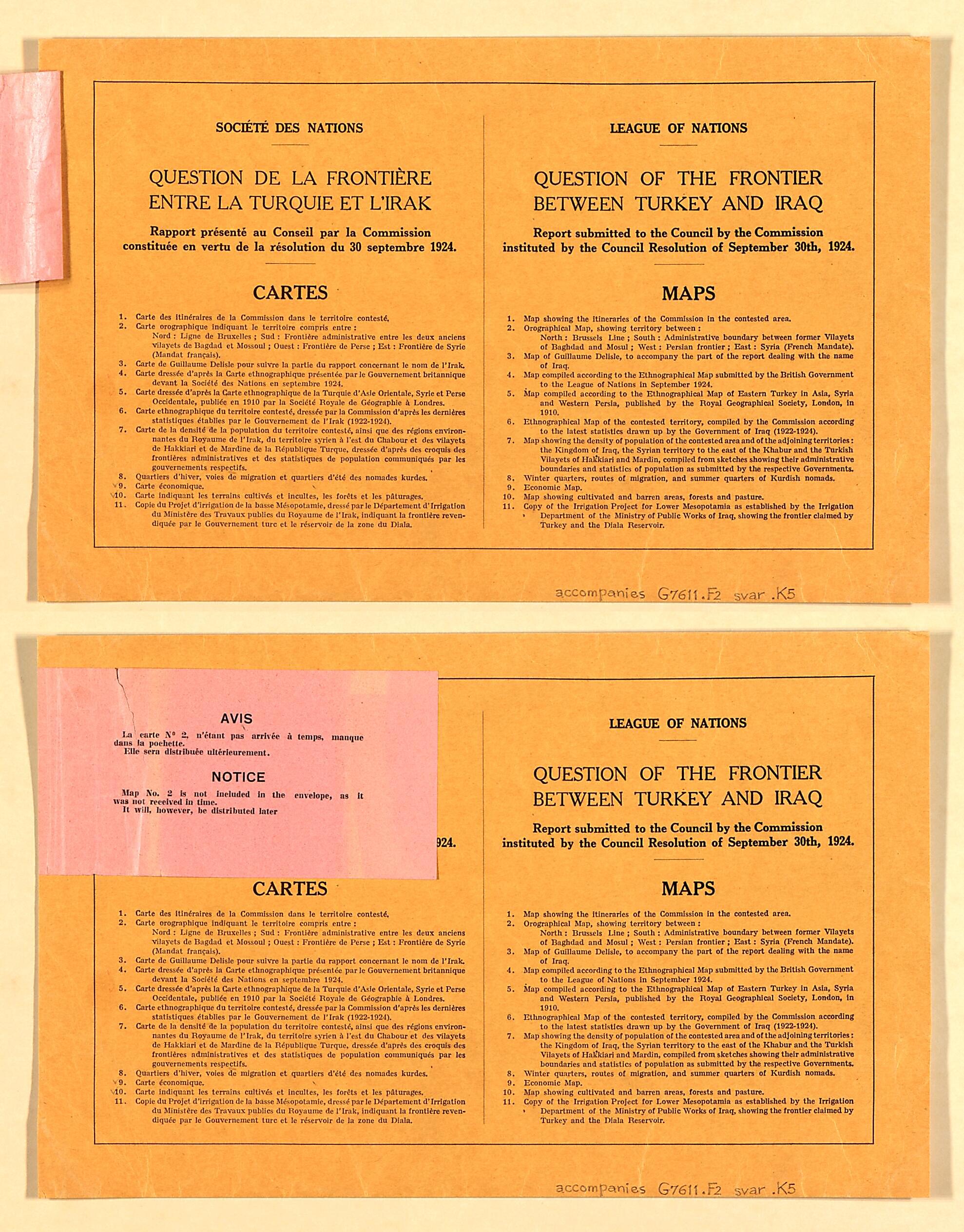 This old map of League of Nations: Question of the Frontier Between Turkey and Iraq (& Notice) from Question De La Frontière Entre La Turquie Et L&