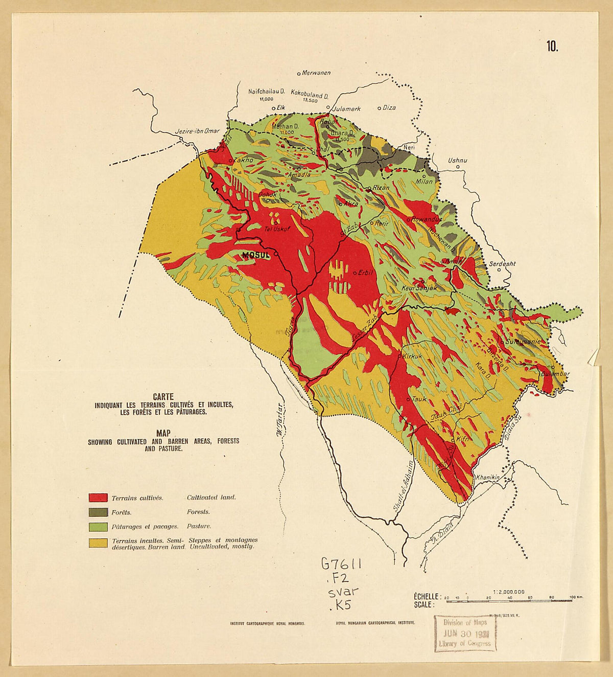 Sheet 10: Map Showing Cultivated and Barren Areas... from Question De La Frontière Entre La Turquie Et L&