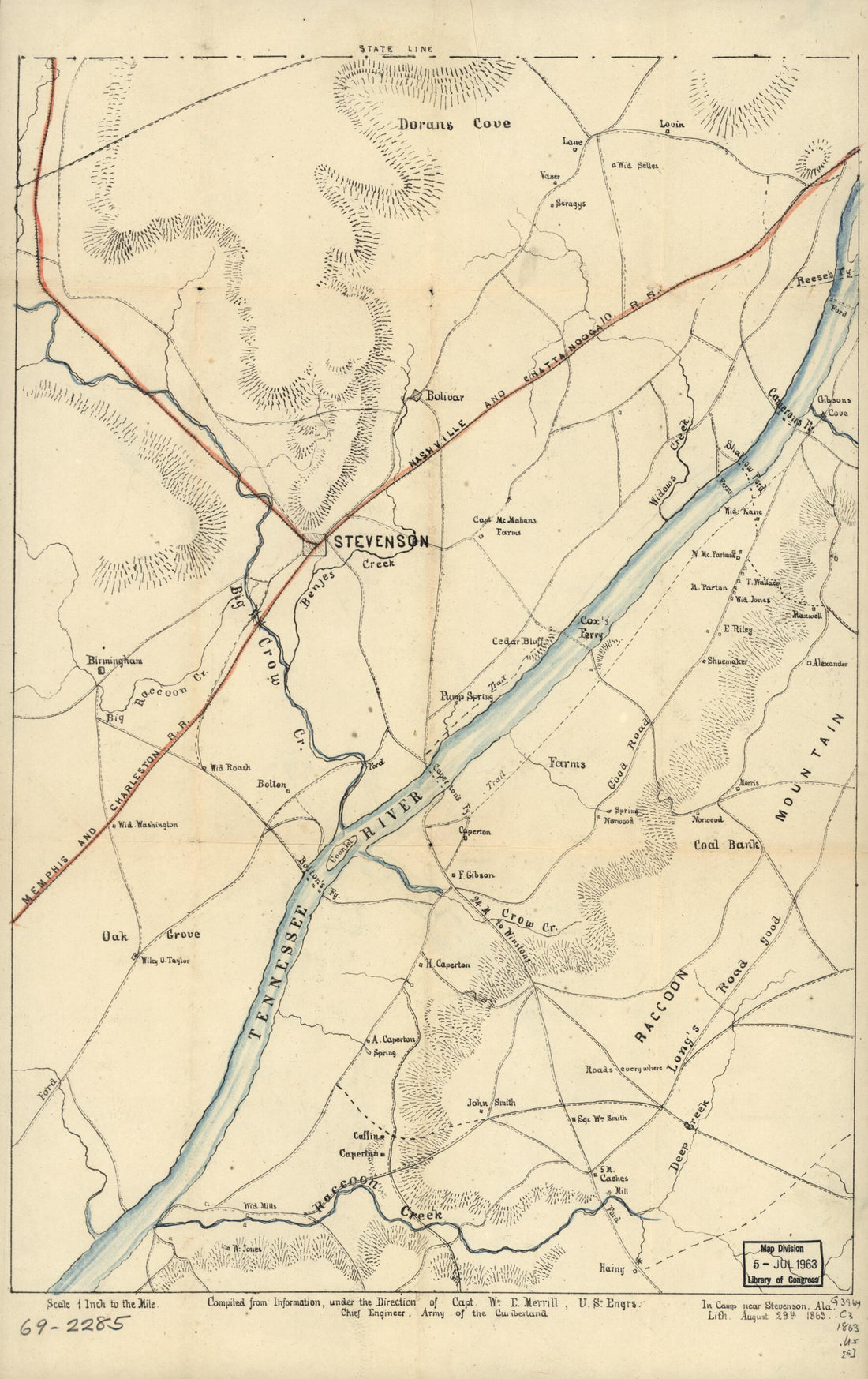 This old map of Chattanooga Region from 1863 was created by  United States. Army of the Cumberland in 1863
