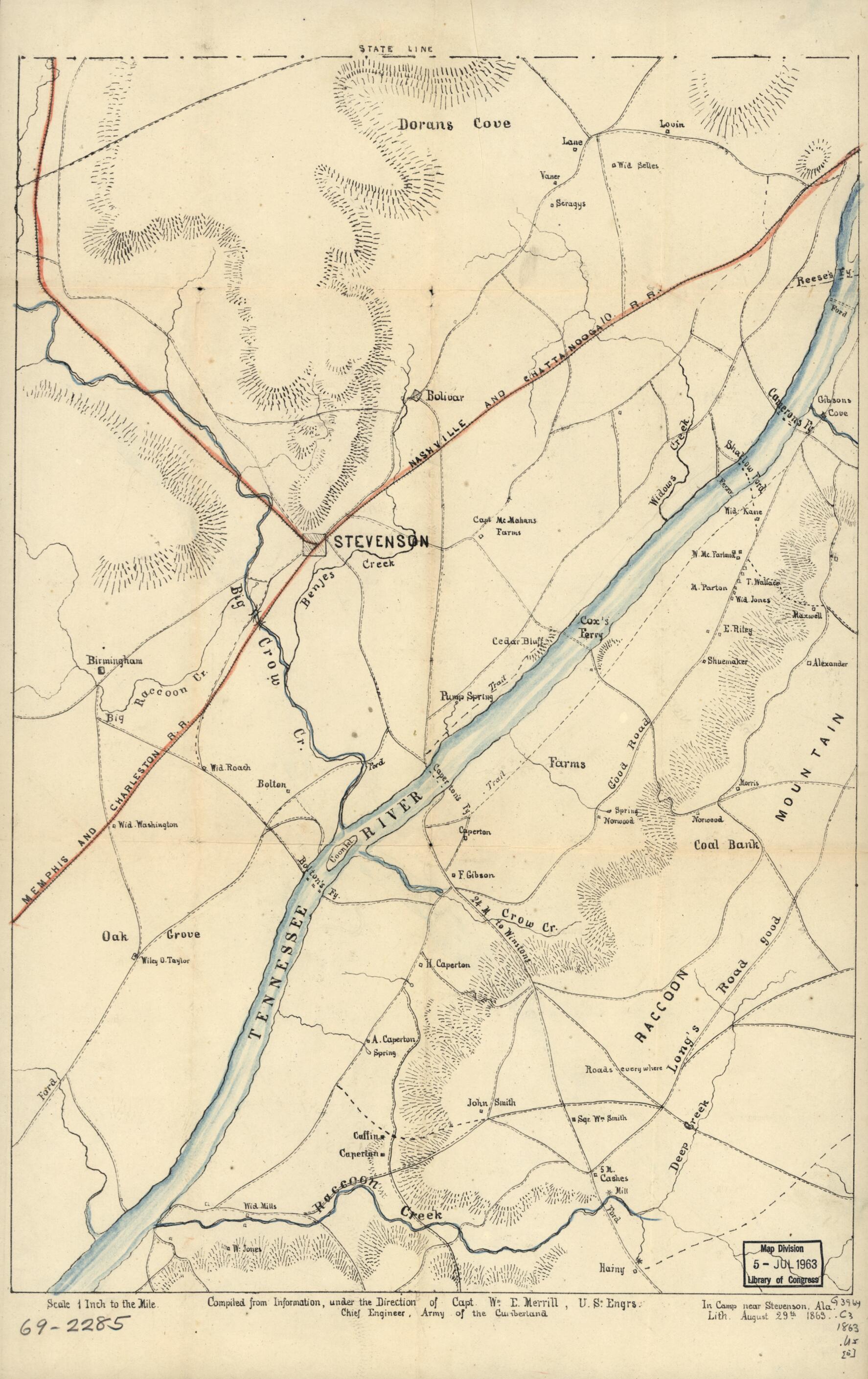 This old map of Chattanooga Region from 1863 was created by  United States. Army of the Cumberland in 1863