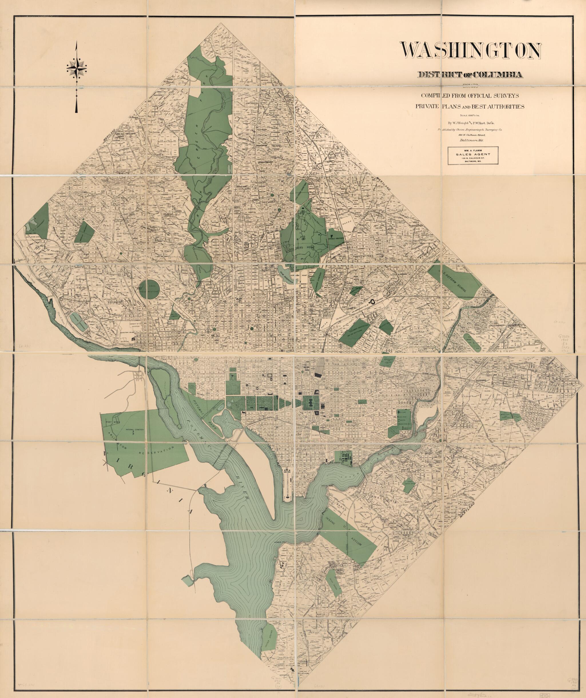 This old map of Washington, District of Columbia, from 1908 & &