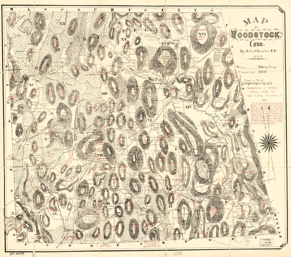 This old map of Map of Woodstock, Connecticut, 1883 from 1886 was created by Heliotype Printing Co, John S. Lester, George Clinton Williams in 1886