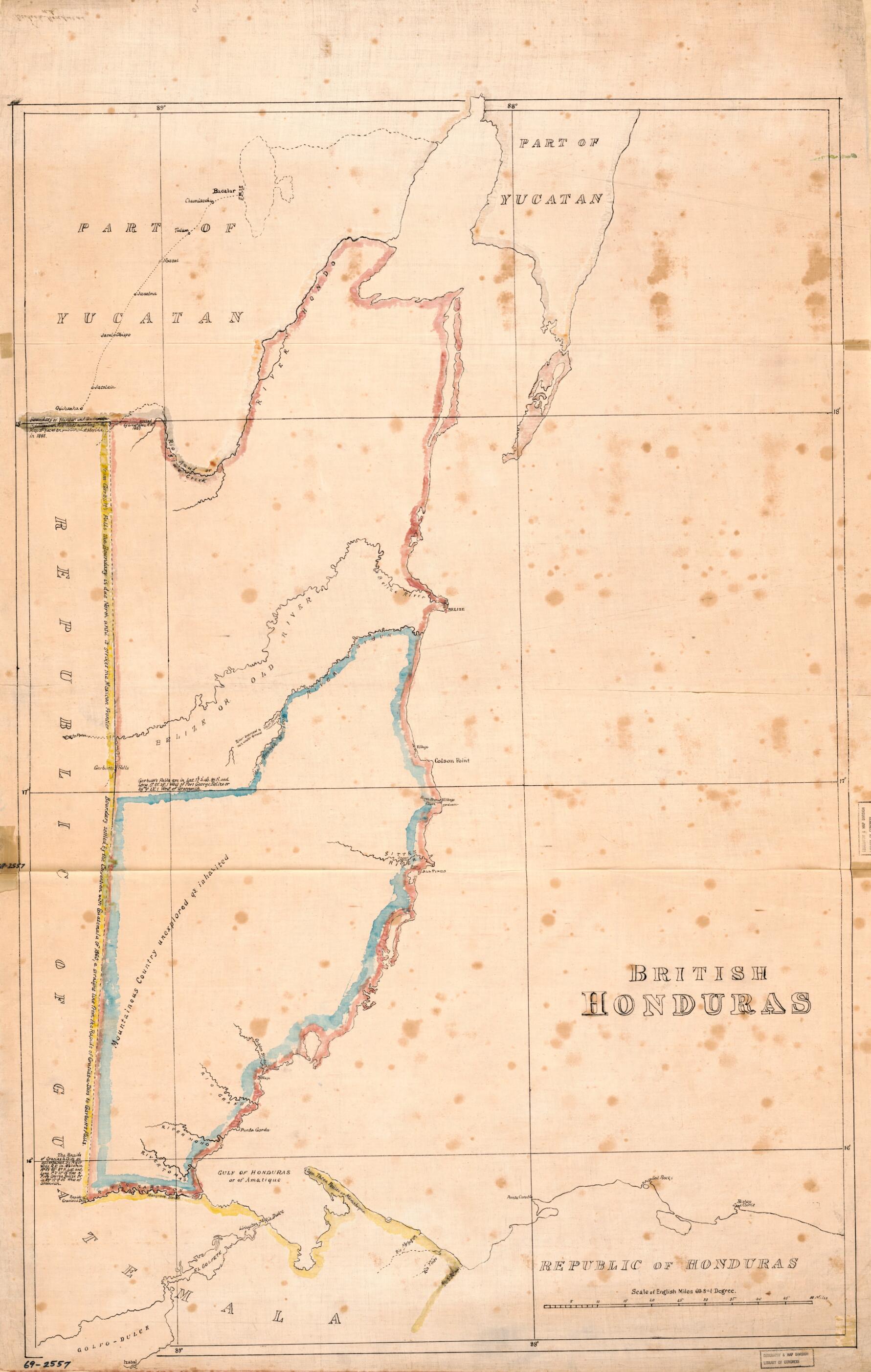 This old map of British Honduras from 1867 was created by in 1867