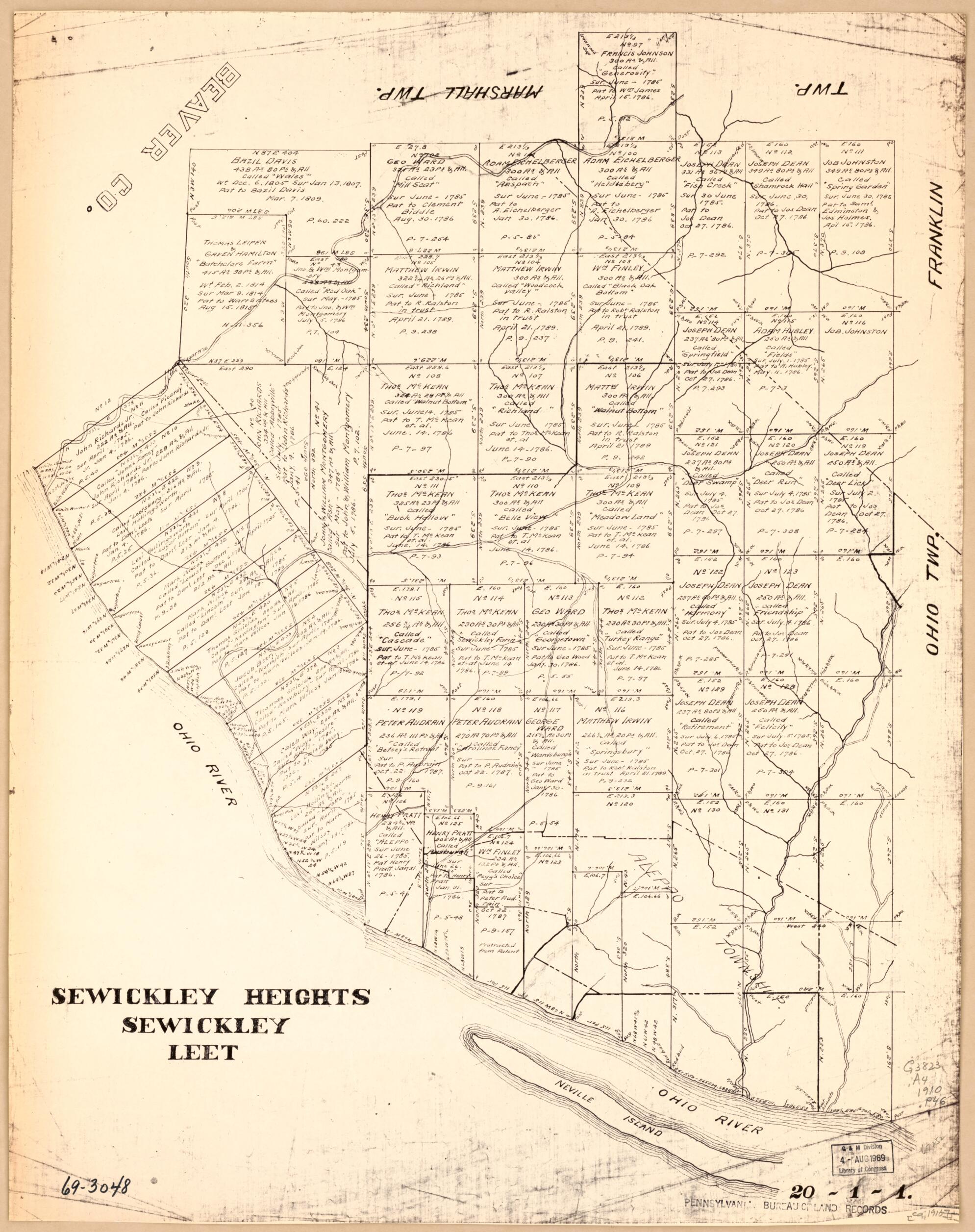 Sewickley Heights, Sewickley, Leet 1910 by Relic Map Company