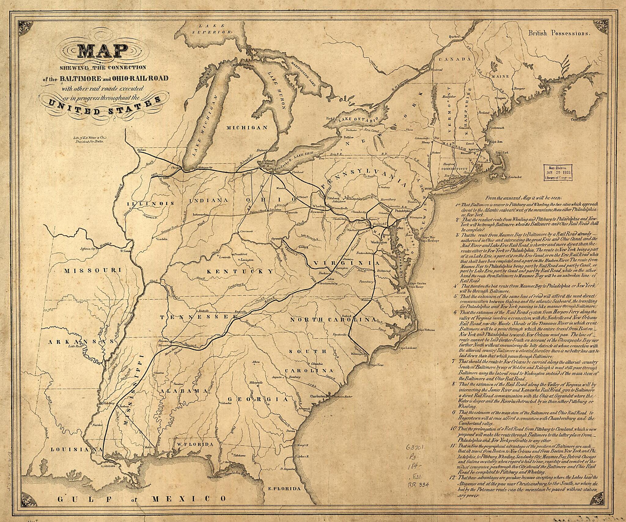 This old map of Rail-Road With Other Rail Roads Executed Or In Progress Throughout the United States from 1840 was created by Edward Weber & Co in 1840