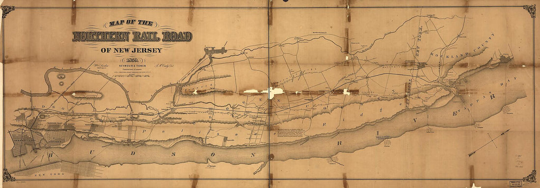 This old map of Map of the Northern Rail Road of New Jersey from 1859 was created by A. M. Cady, Seibert & Shearman Robertson, Seymour & Tower, William S. Sneden in 1859