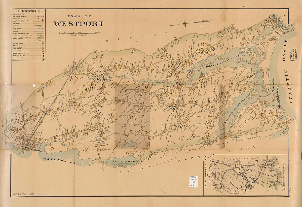 Town of Westport 1910 by Relic Map Company