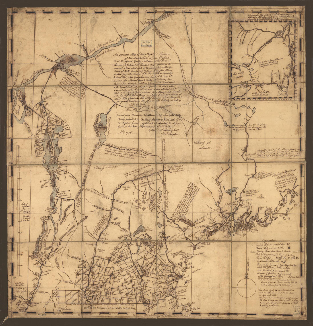 This old map of Hampshire In New England & All the Adjacent Country Northward to the River St. Lawrence, & Eastward to Penobscot Bay, Containing the Principal Places Which Relate to the Present War On the Continent of North America from 1757 was created