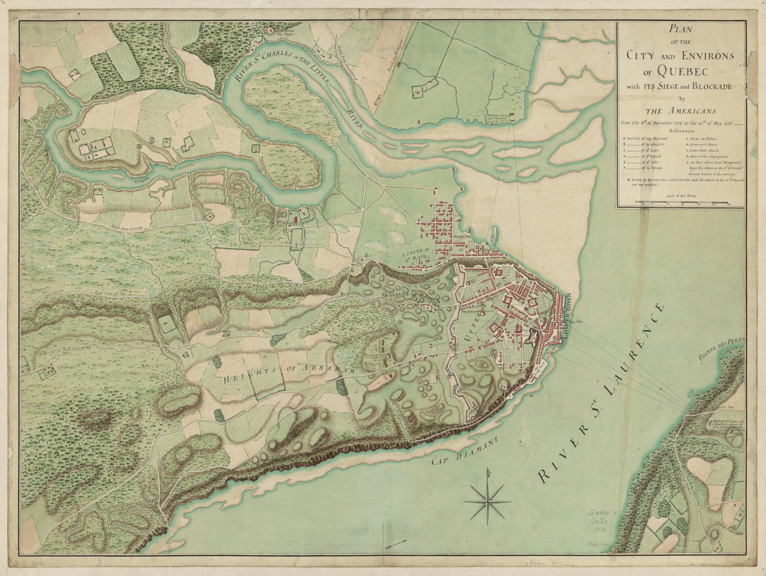 This old map of Plan of the City and Environs of Quebec, With Its Siege and Blockade by the Americans from the 8th of December, 1775 to the 13th of May, from 1776 was created by in 1776