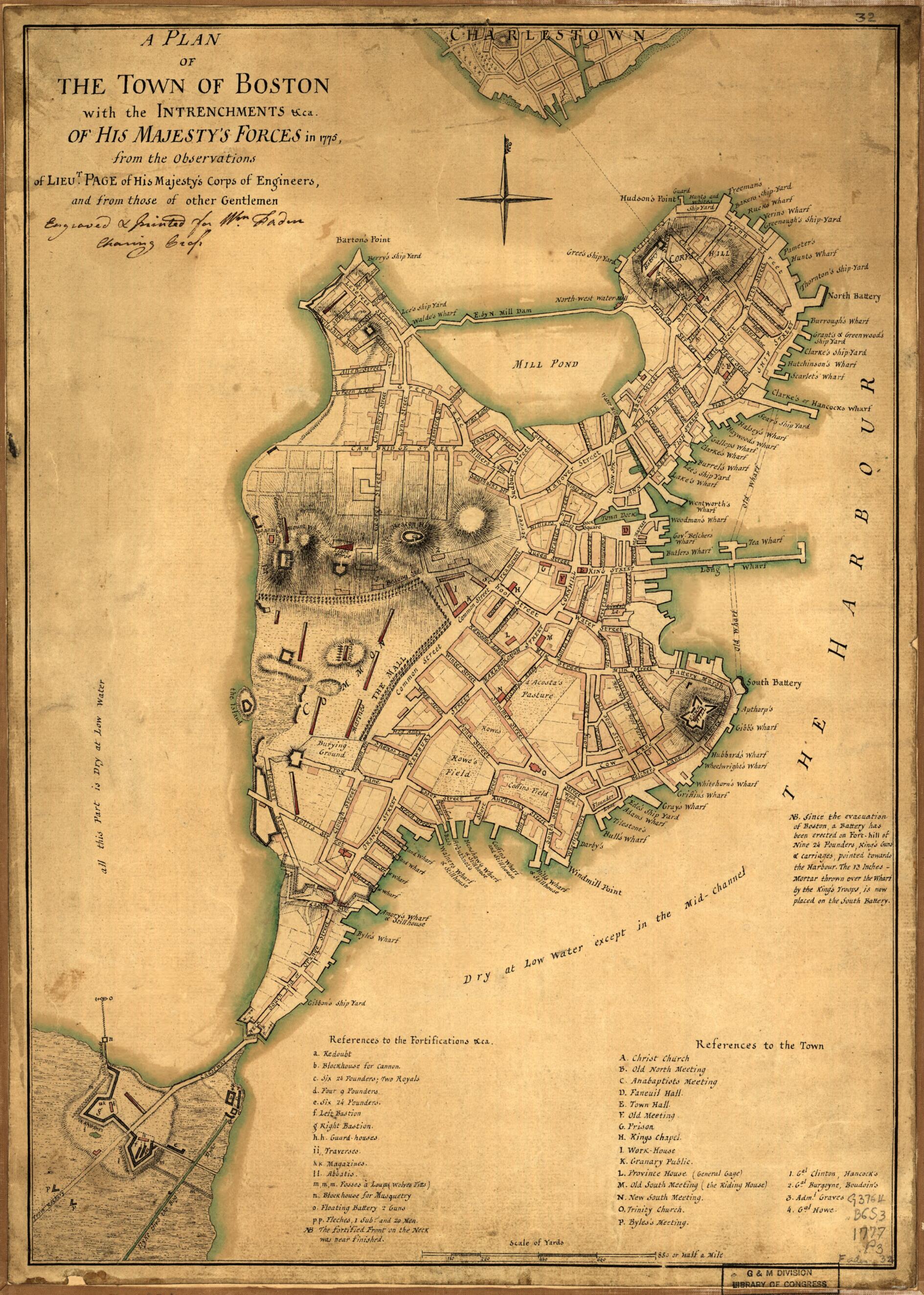 This old map of A Plan of the Town of Boston With the Intrenchments &ca. of His Majesty&