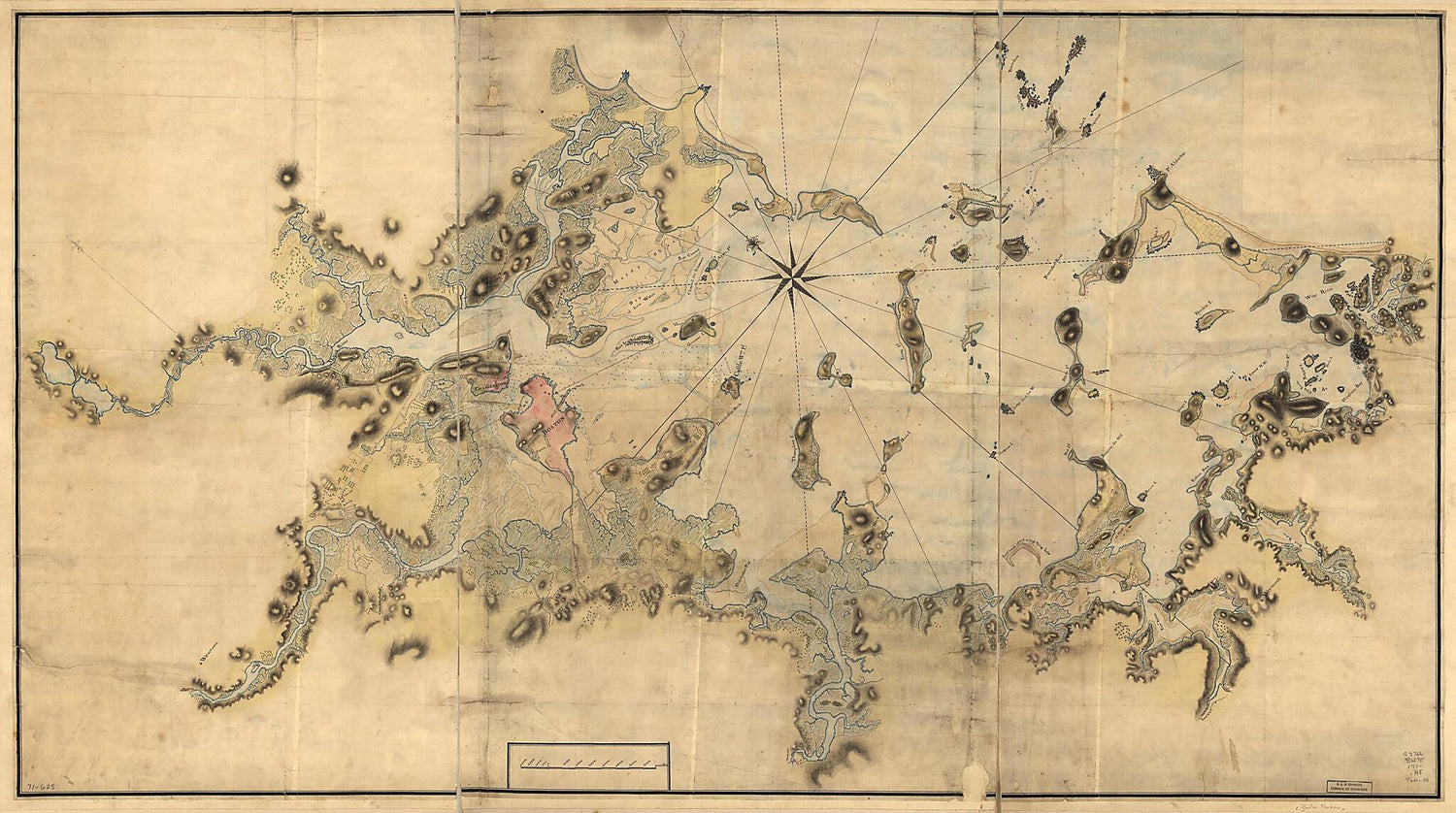 This old map of Boston Harbour, With the Surroundings, &c from 1770 was created by John Hills in 1770