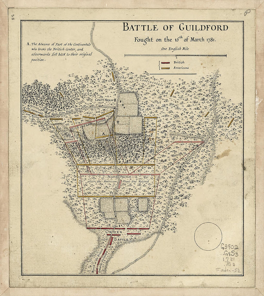 This old map of Battle of Guildford Fought On the 15th of March from 1781 was created by in 1781