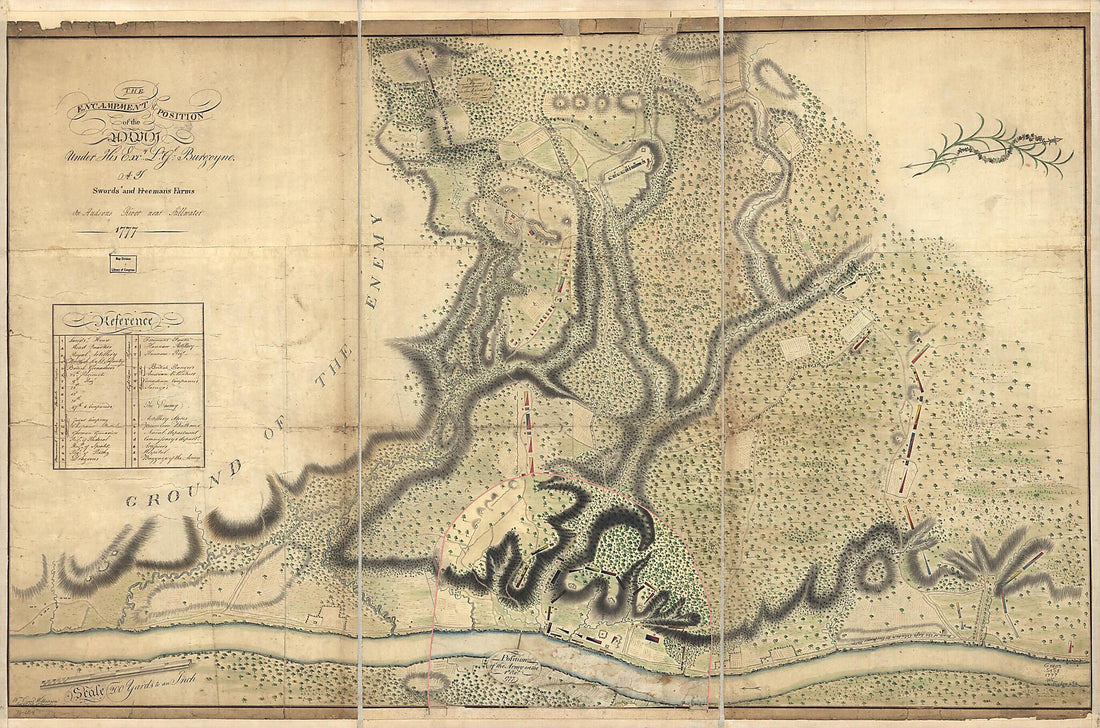 This old map of The Encampment & Position of the Army Under His Excy. Lt. Gl: Burgoyne at Swords&