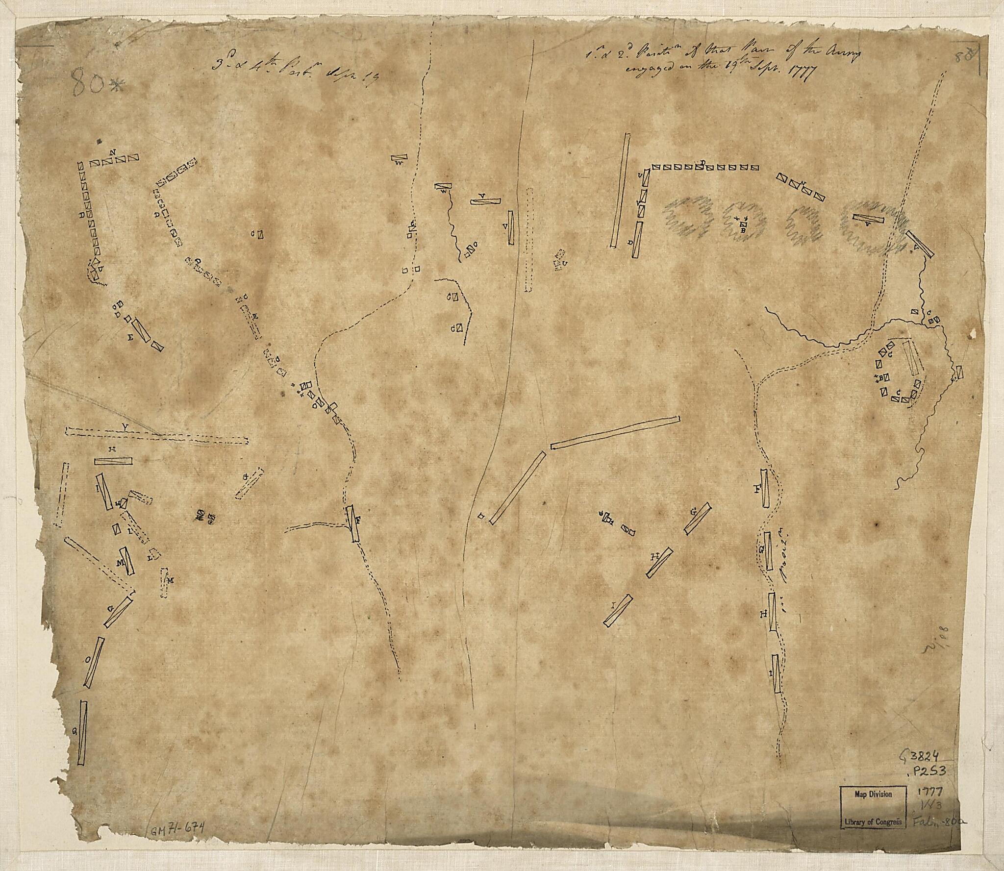 This old map of 1st. & 2d. Position of That Part of the Army Engaged On the 19th Sept. from 1777. 3d & 4th Postn. Sept. 19 was created by Friedrich Adam Julius Von Wangenheim in 1777