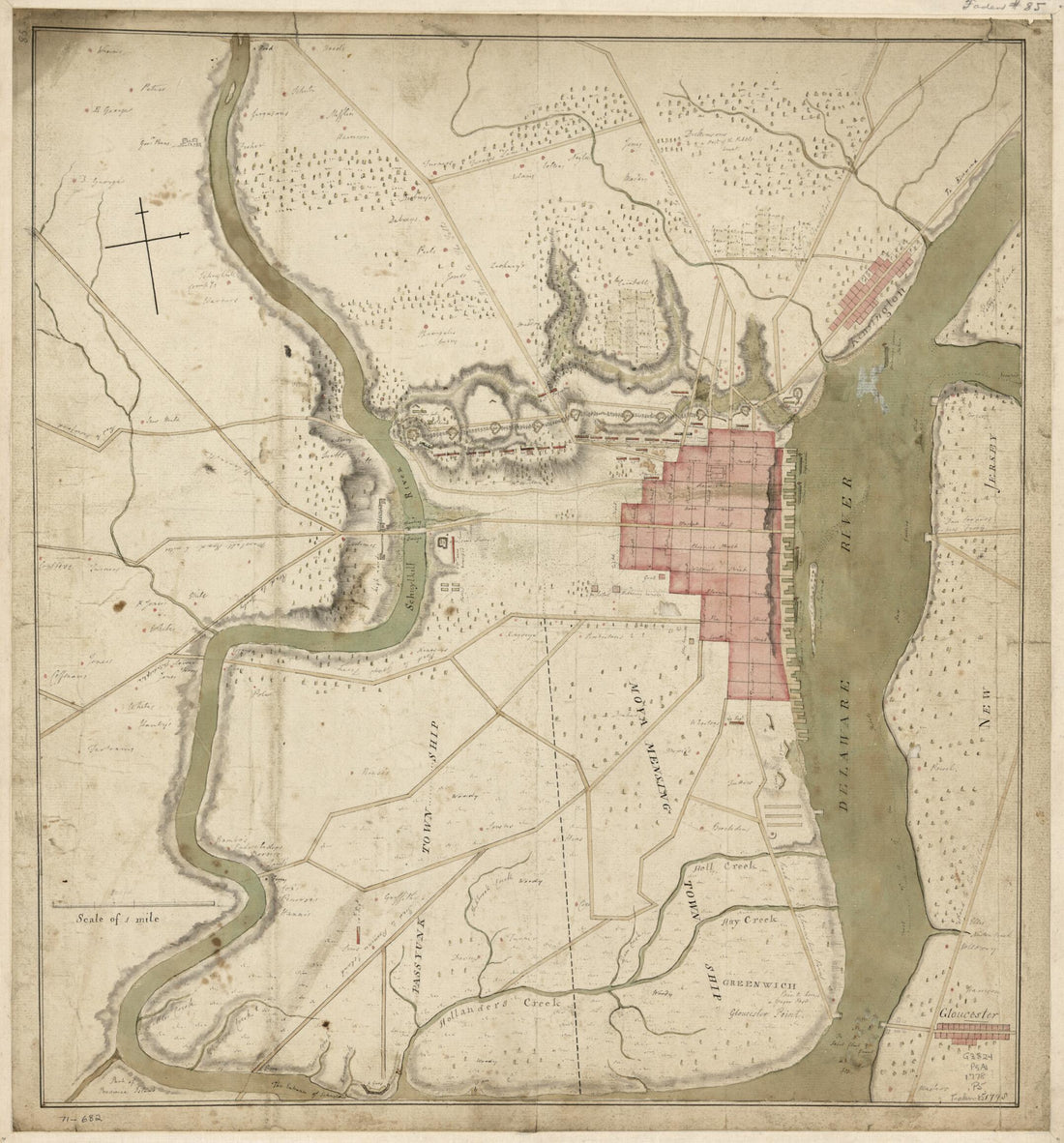 This old map of Philadelphia and Neighborhood from 1778 was created by in 1778