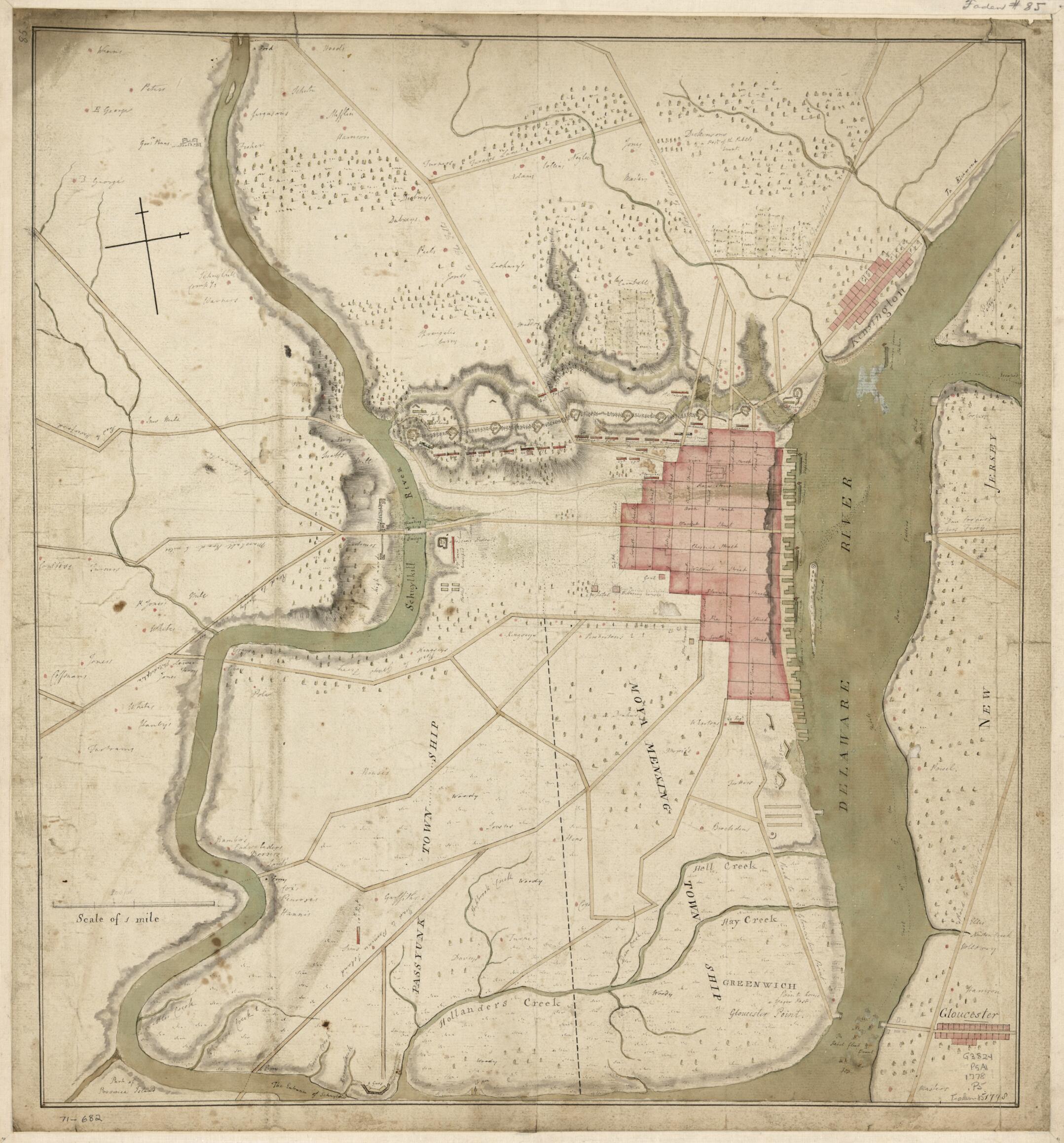 This old map of Philadelphia and Neighborhood from 1778 was created by in 1778