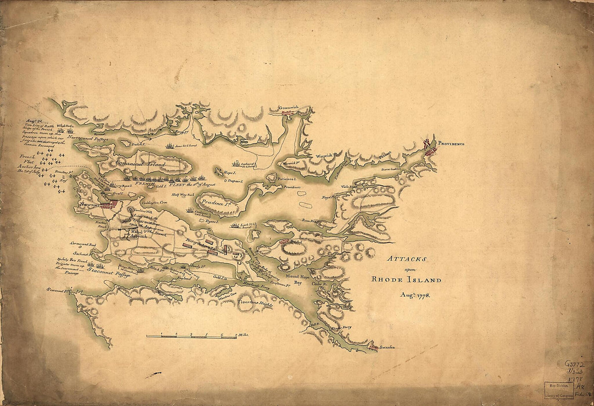 Attacks Upon Rhode Island, Augt. 1778 by Relic Map Company